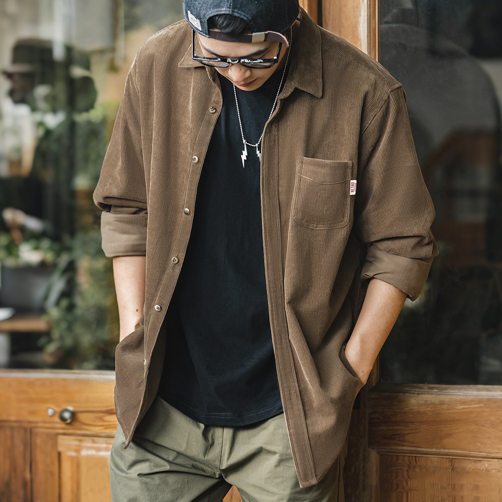 4色展開　コットンコーデュロイワークシャツ