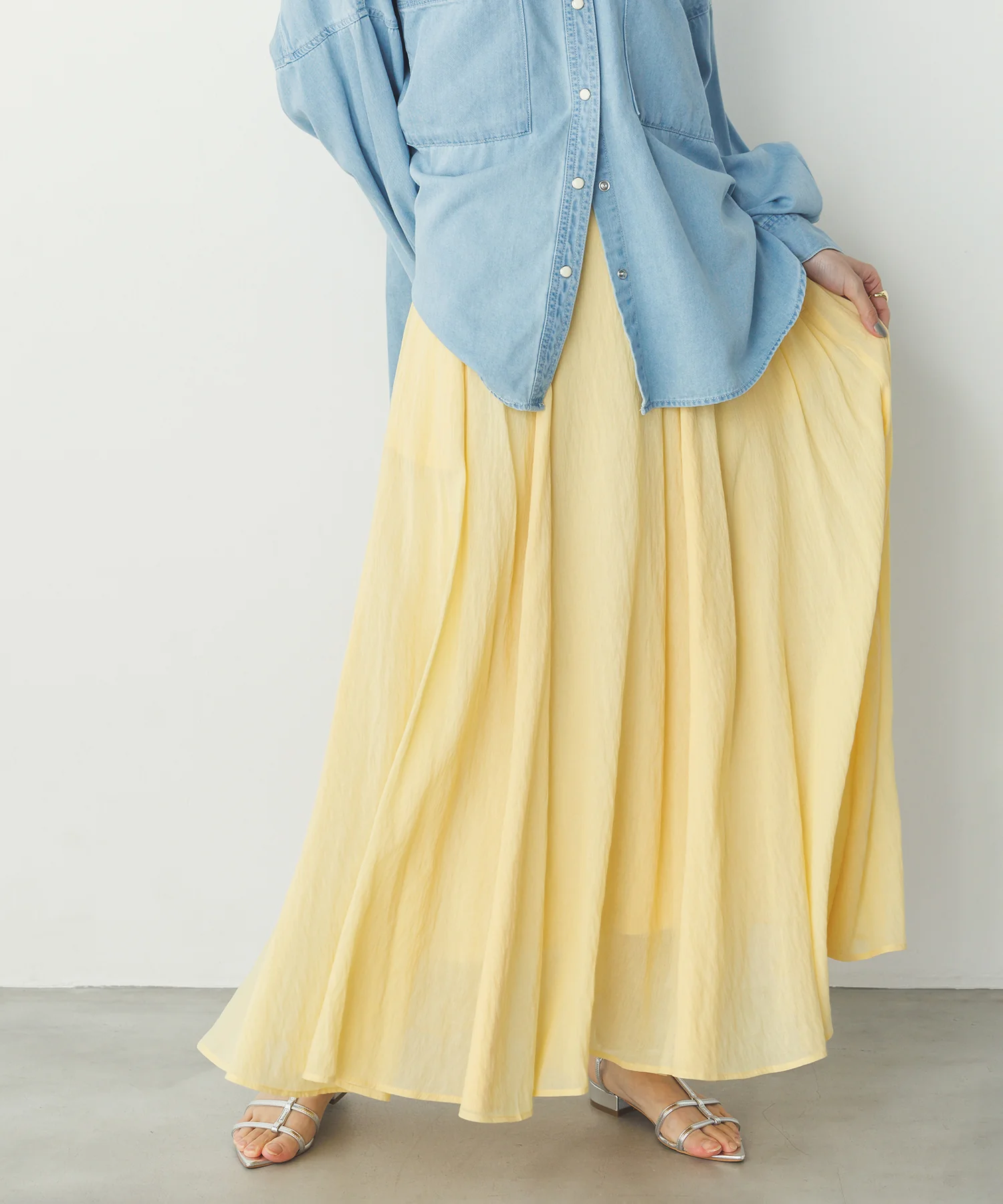 【新色追加】ハイツイストシアー マキシフレアスカート