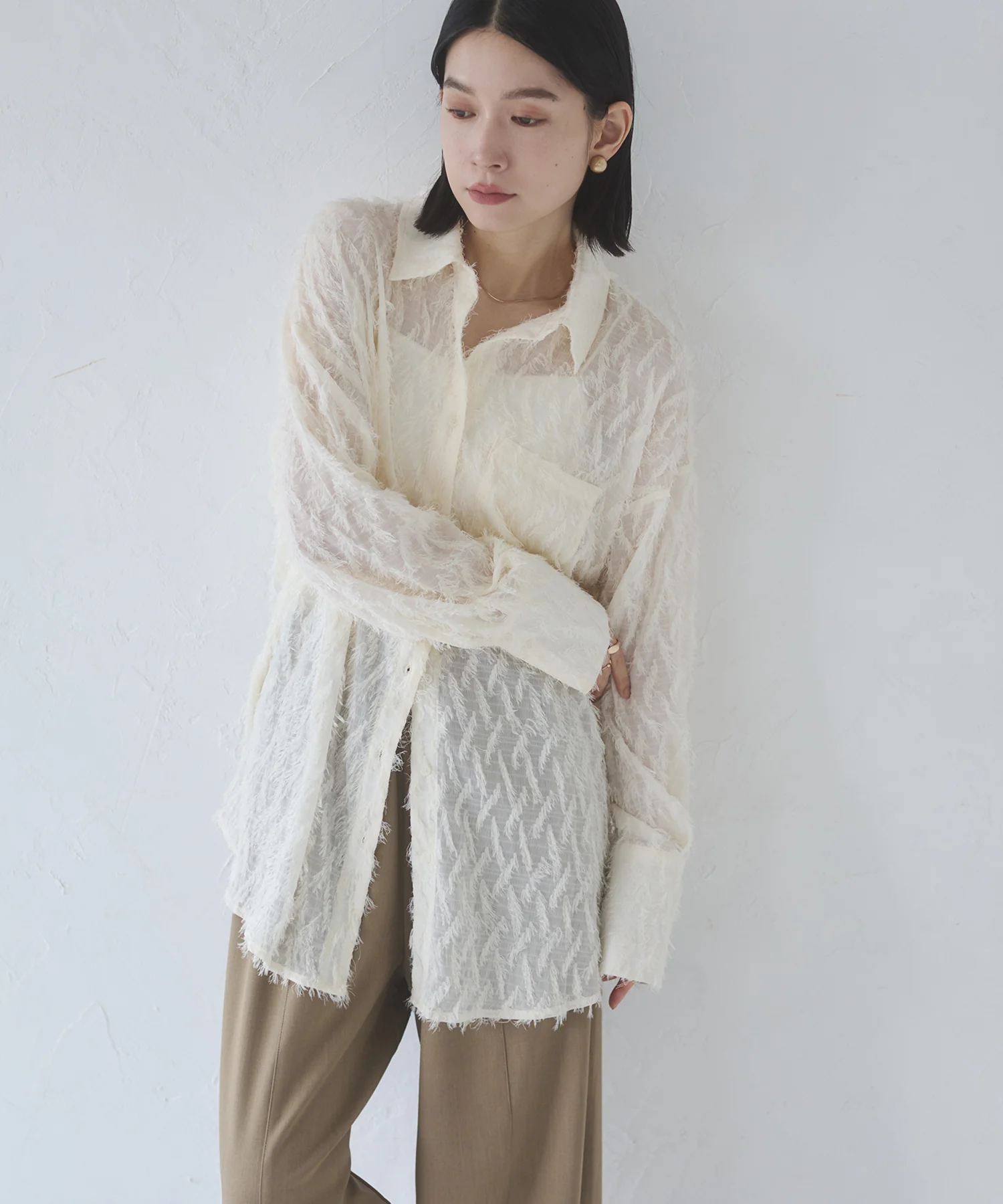 フェザーライク オーバーシアーシャツ