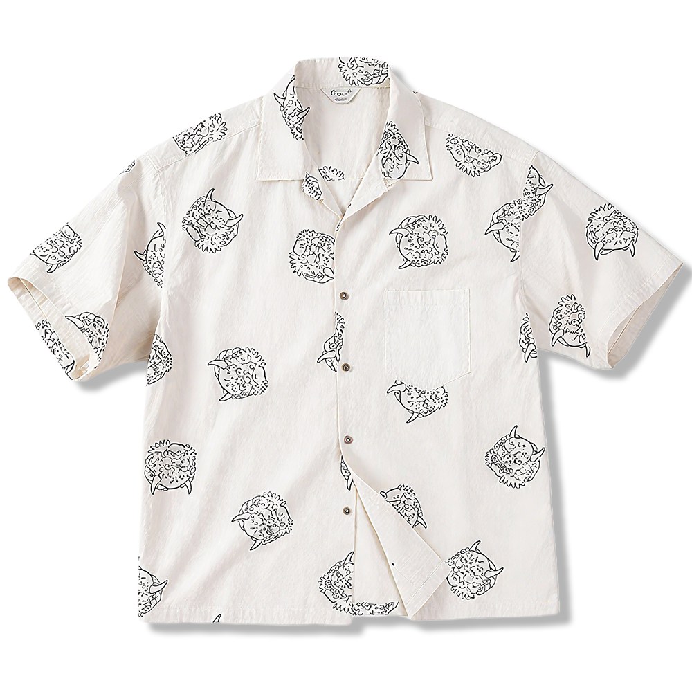 「建御雷神」コットンプリント開襟シャツ