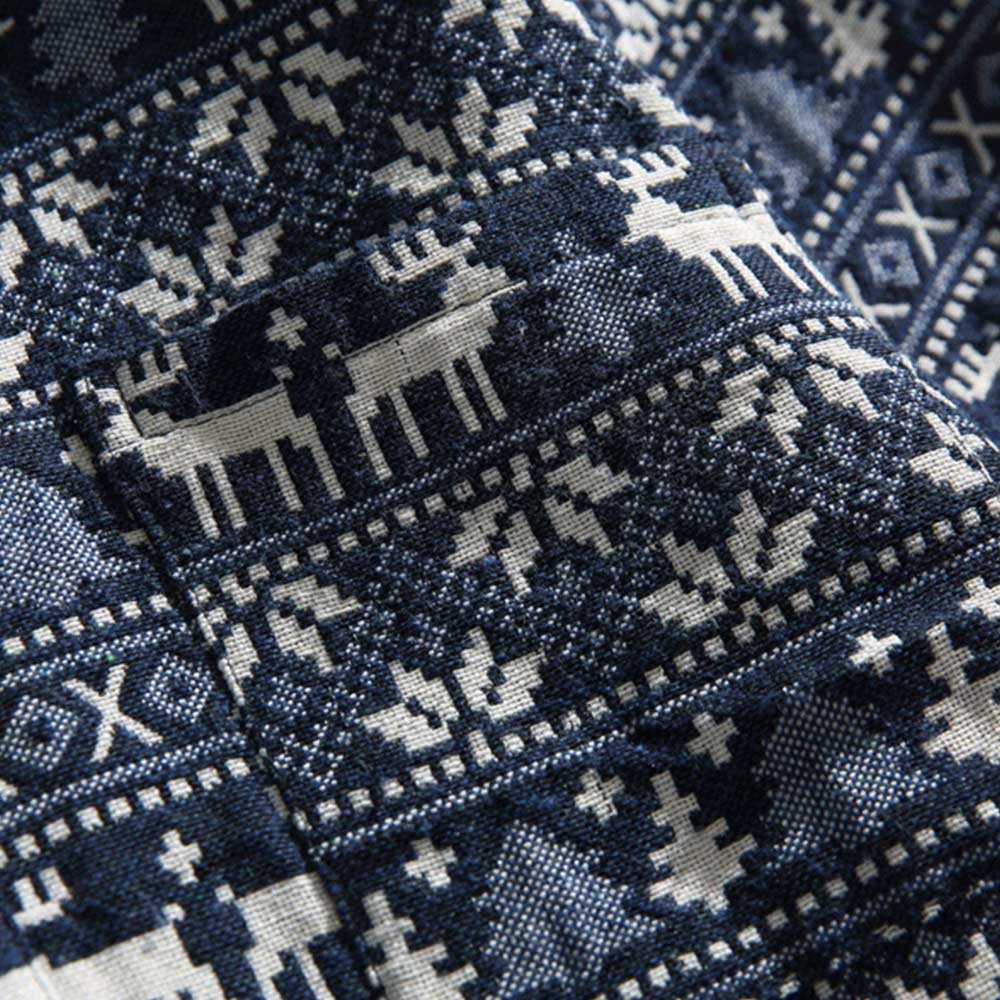 アメカジ　民族風ジャカード生地シャツ