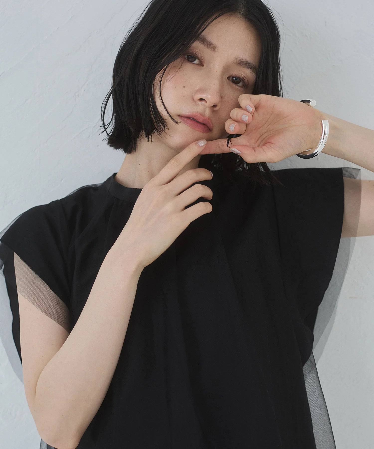 チュール レイヤードブラウス