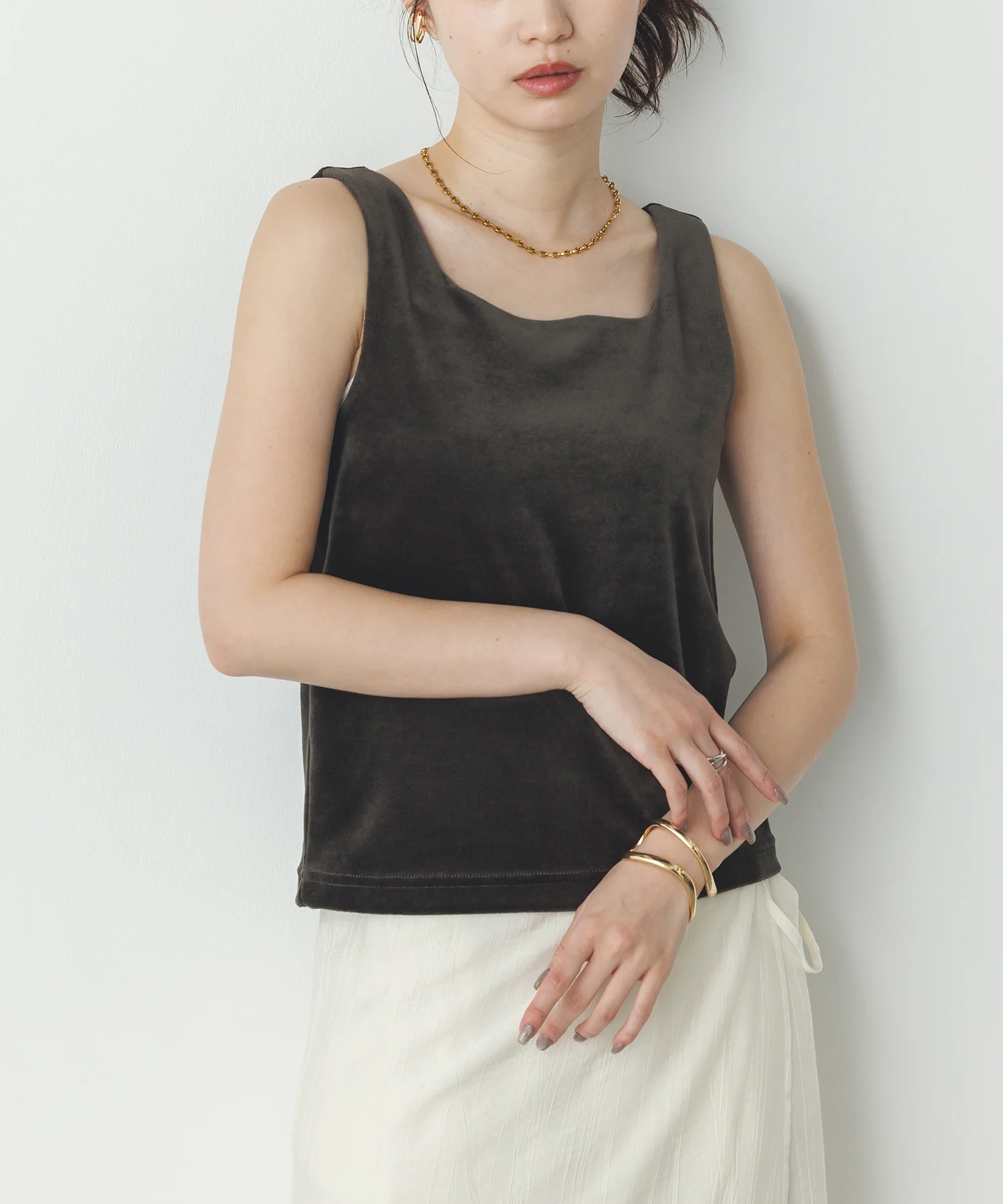 前後2WAY ベロア スクエアタンク