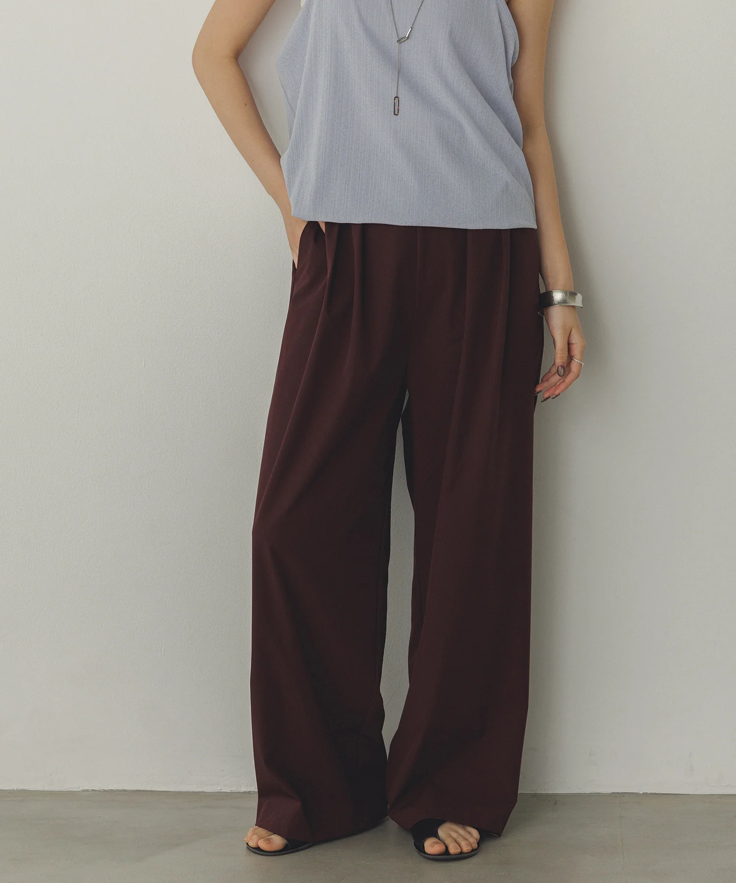 【接触冷感】ワイドストレートパンツ