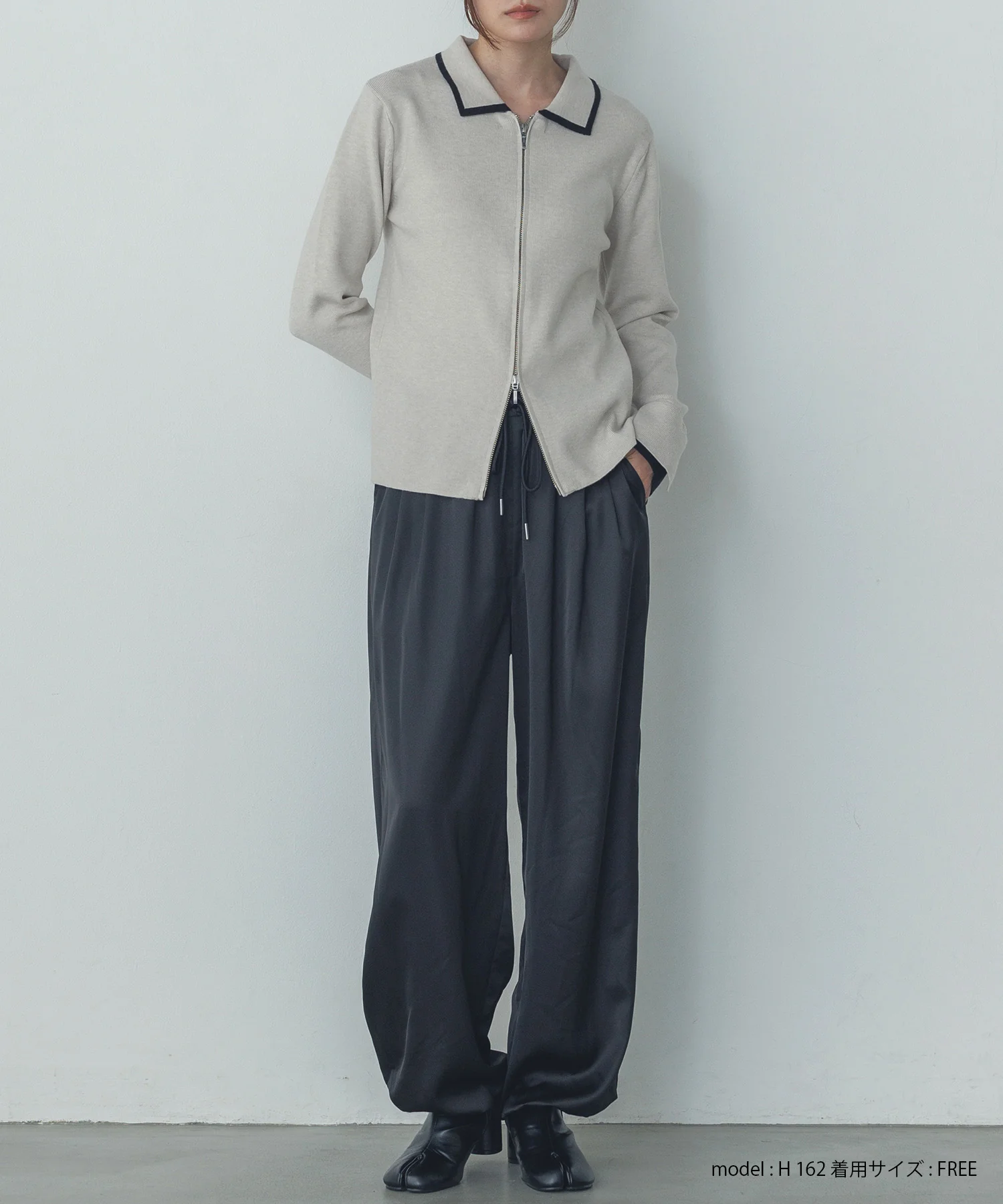 【静電気防止】やわもちヤーン Wジップポロニット