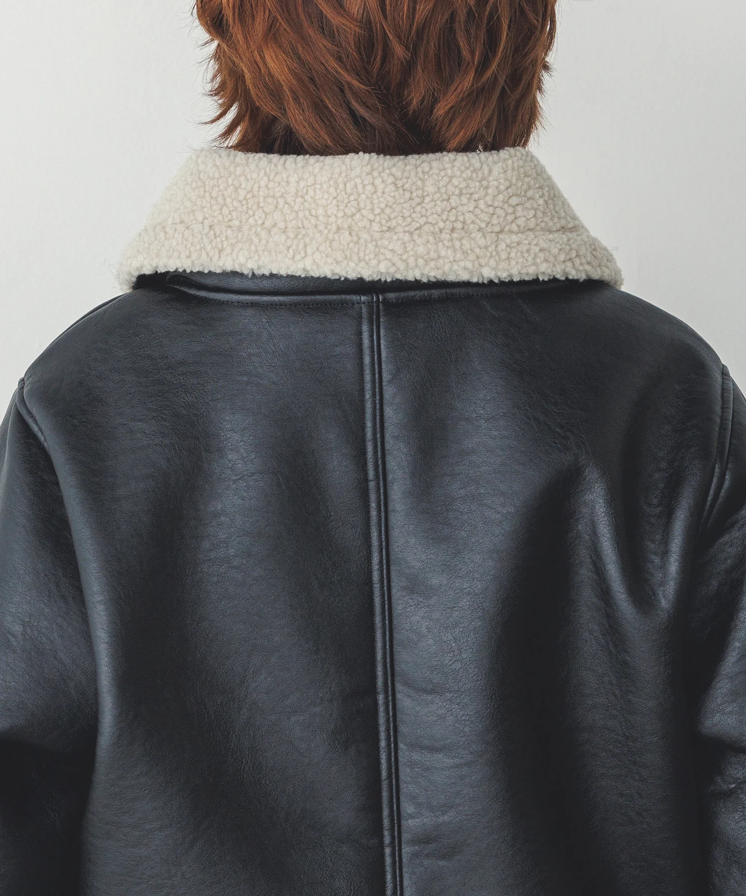 フェイクレザー×ボア ブルゾン