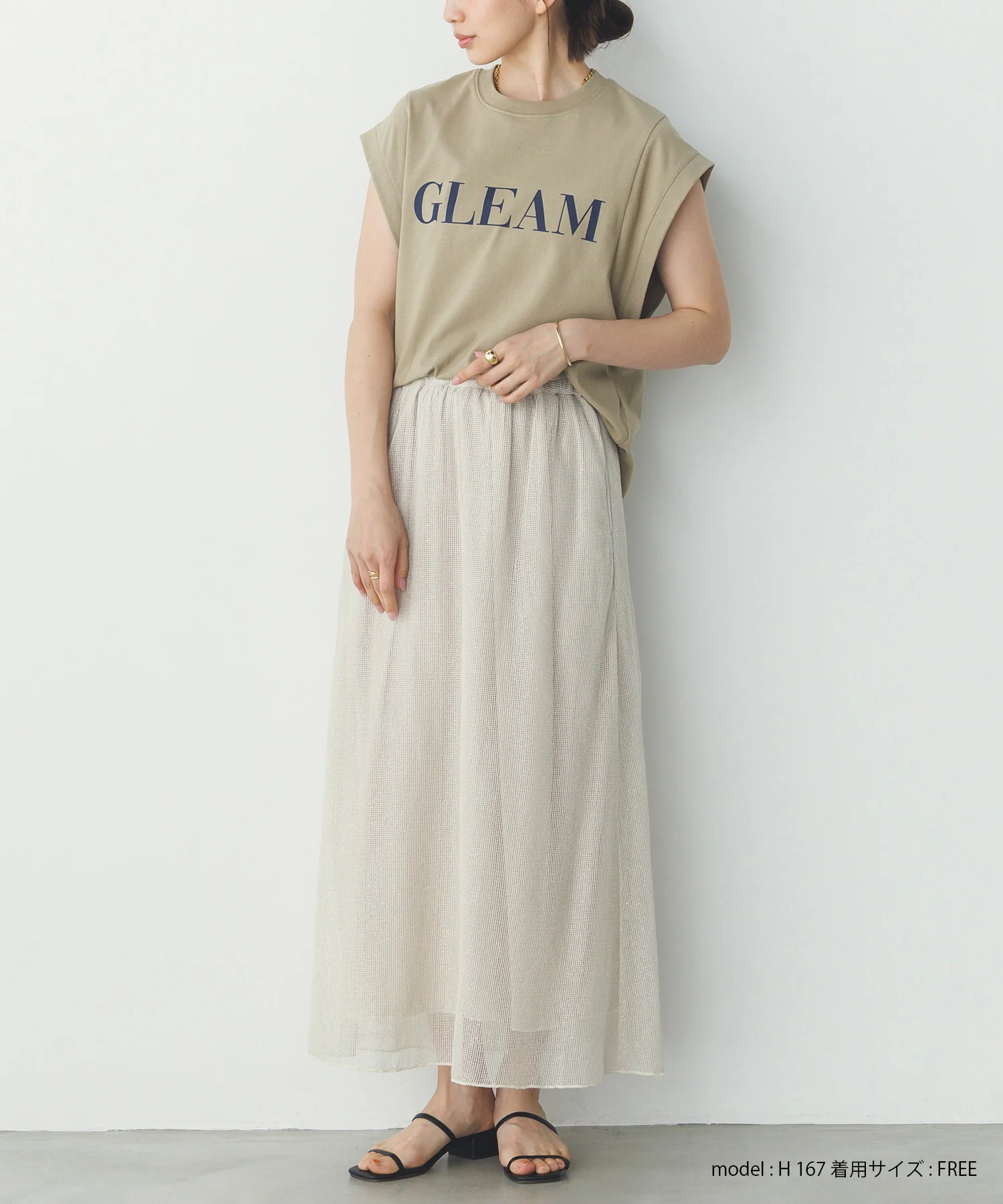 ノースリーブ プリントTシャツ