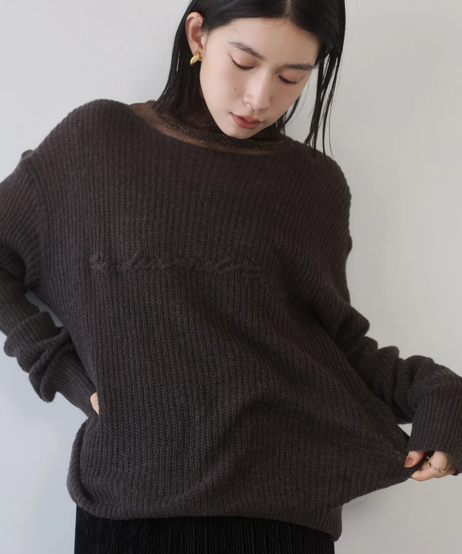 アルパカニット ロゴシアートップス