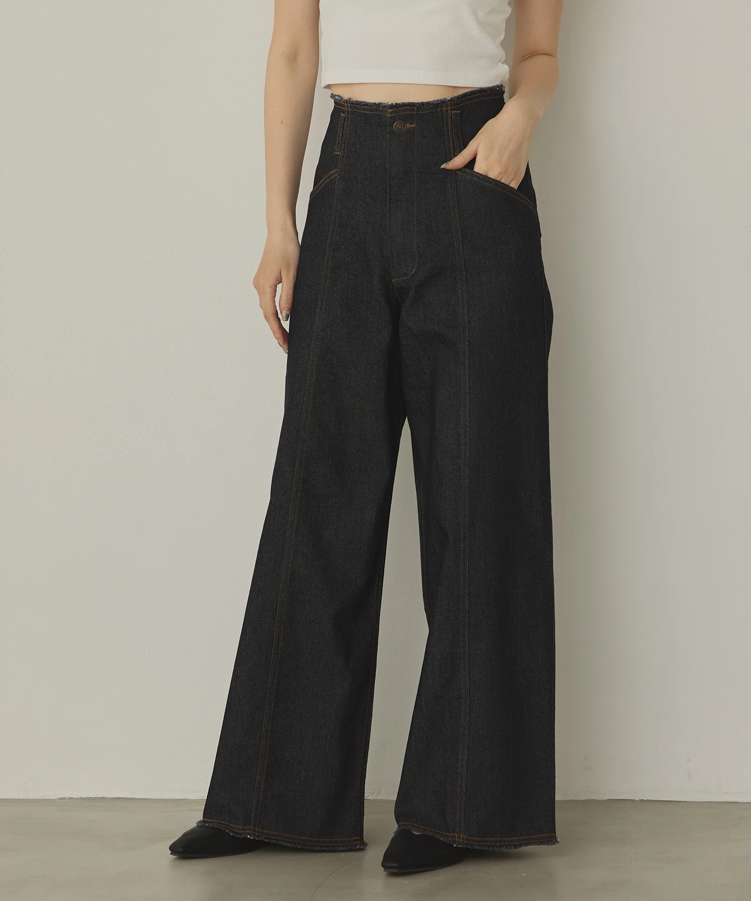 ツイル/デニム ワイドパンツ