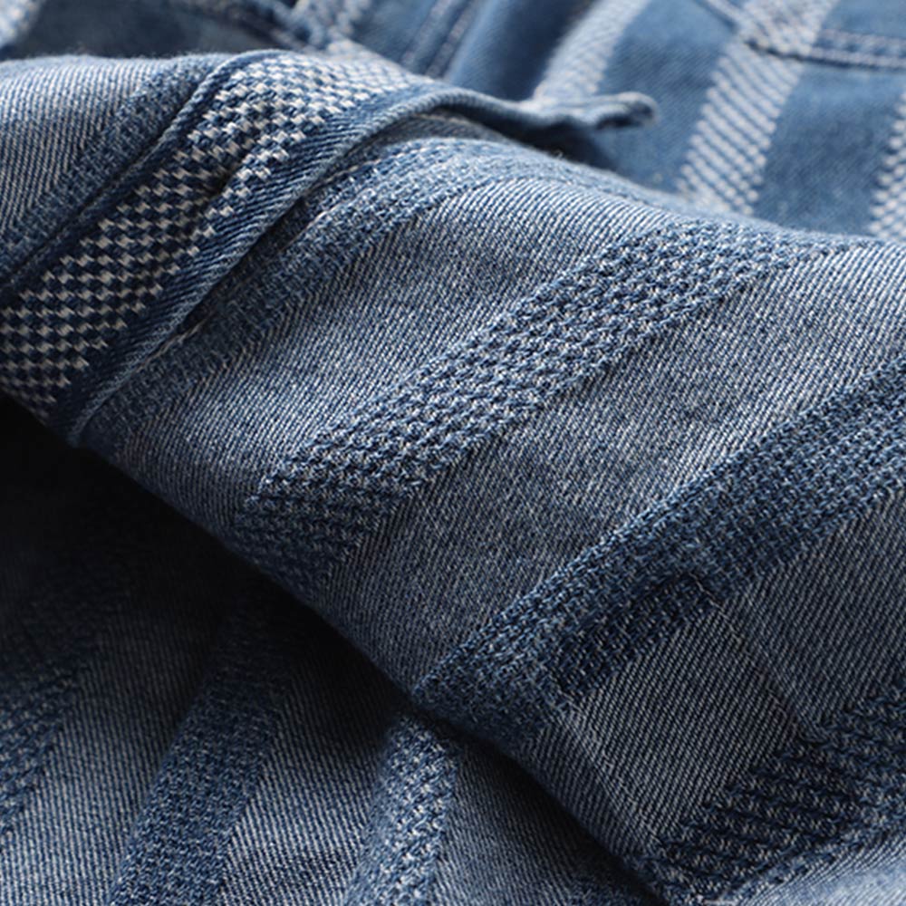 ストライプ柄　ヘビーウェイトウォッシュデニムシャツ