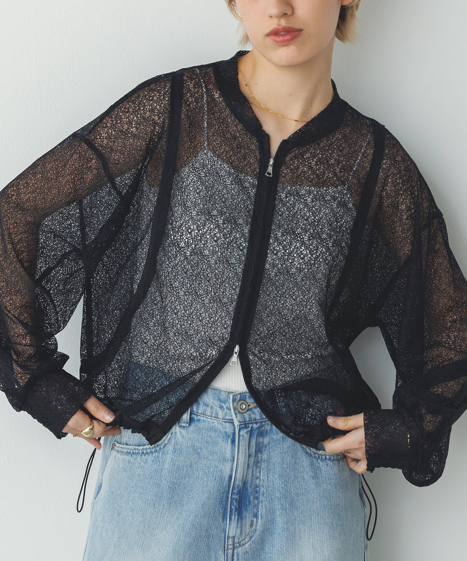 ダブルジップレースブルゾン