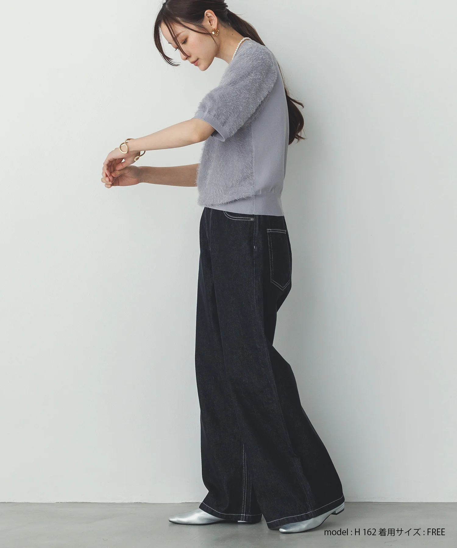 シアージャガード ハーフスリーブニット