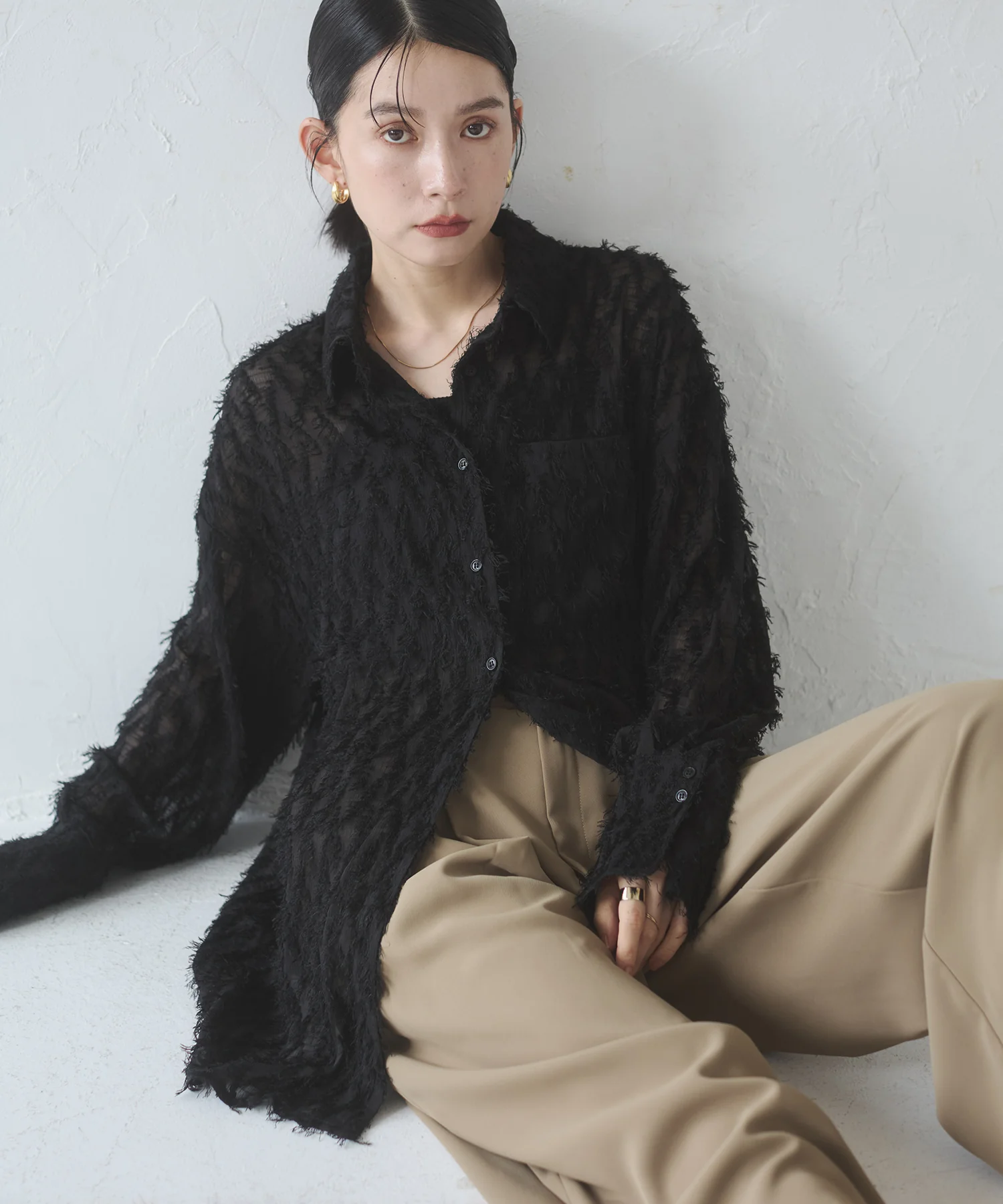 フェザーライク オーバーシアーシャツ