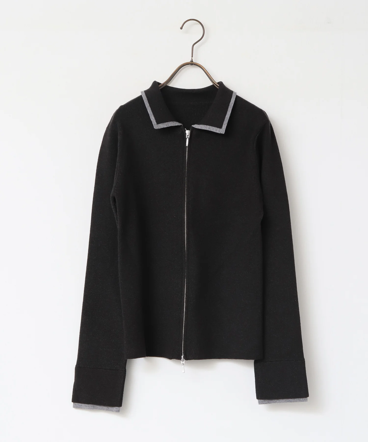 【静電気防止】やわもちヤーン Wジップポロニット