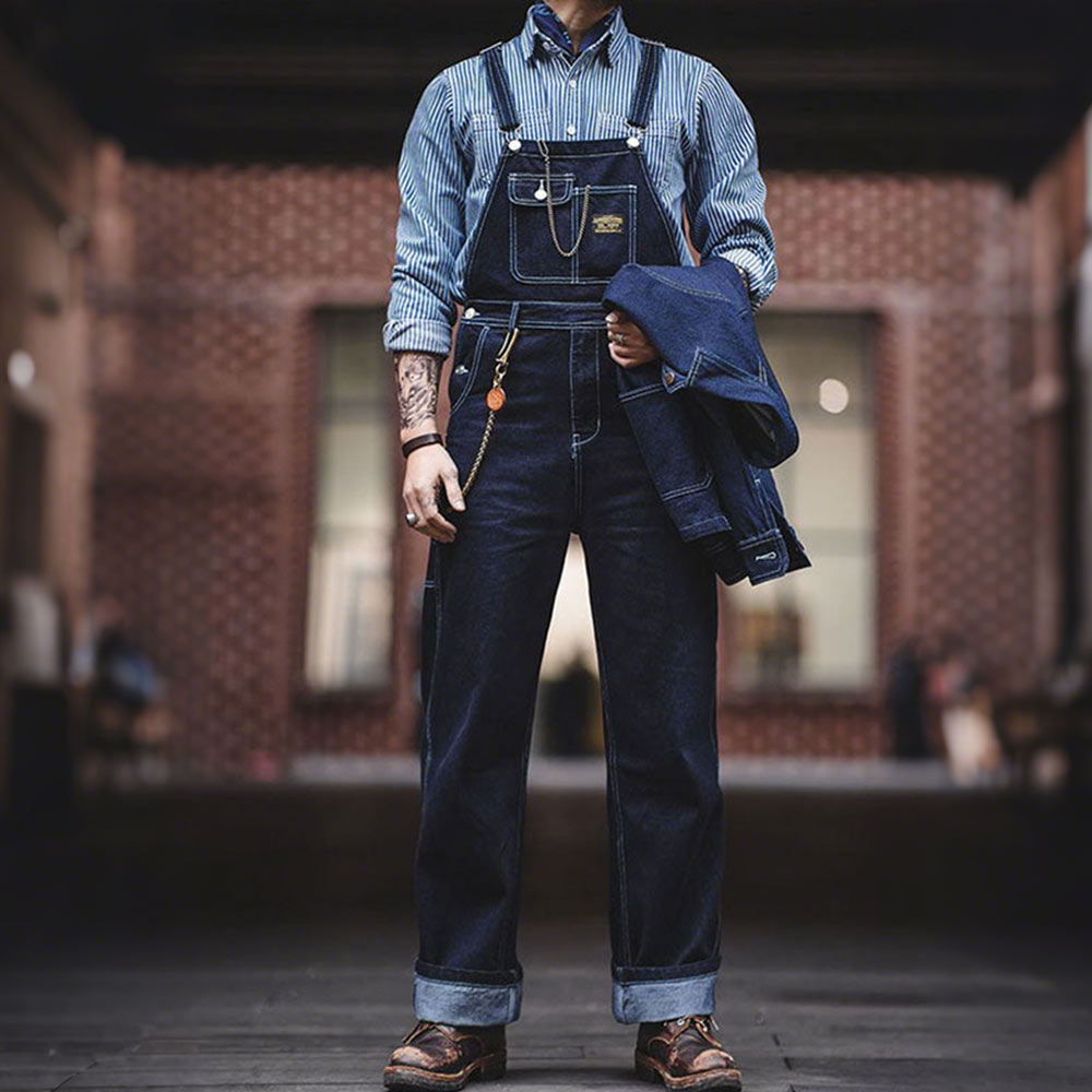 原色デニムオーバーオール