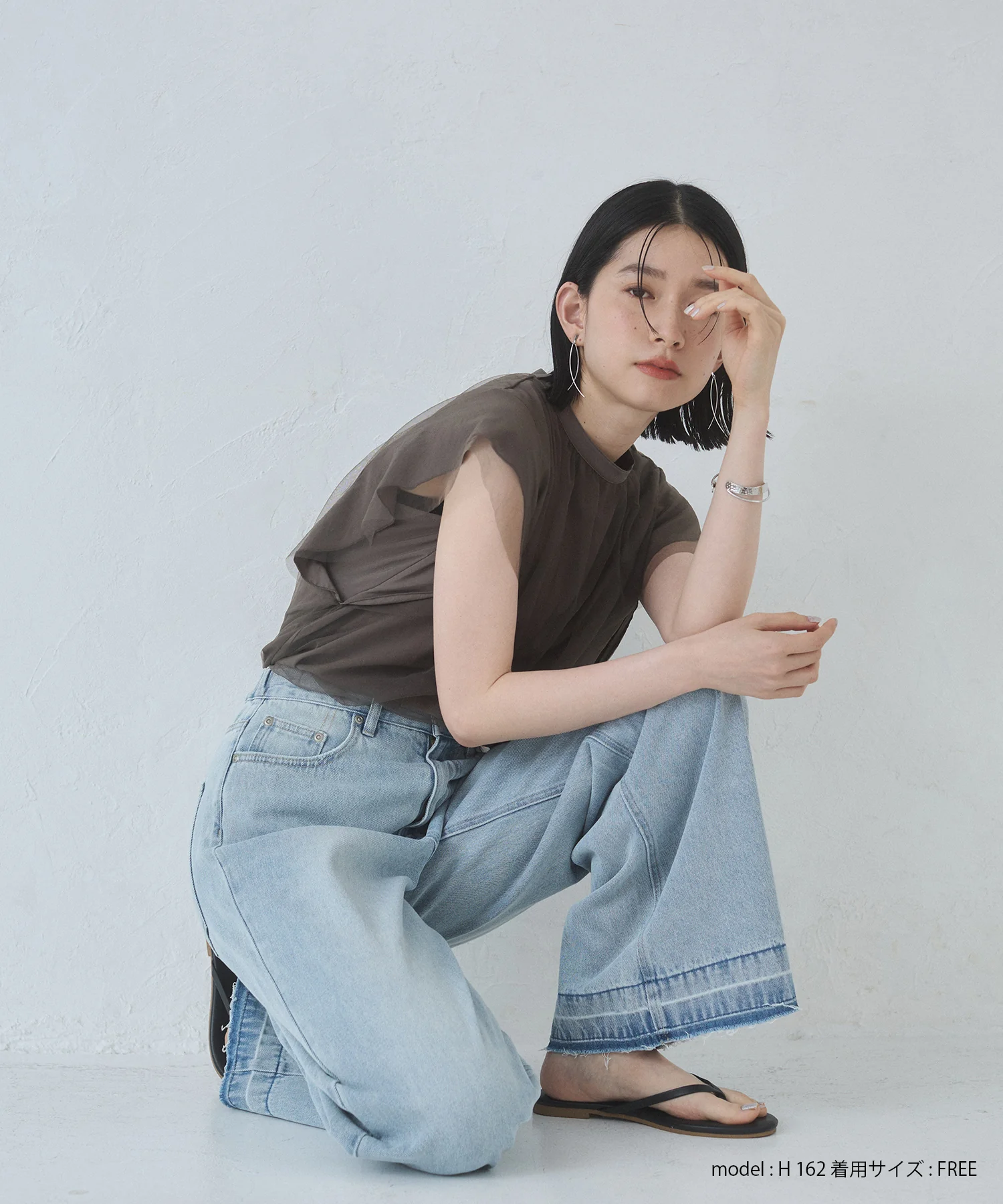 チュール レイヤードブラウス