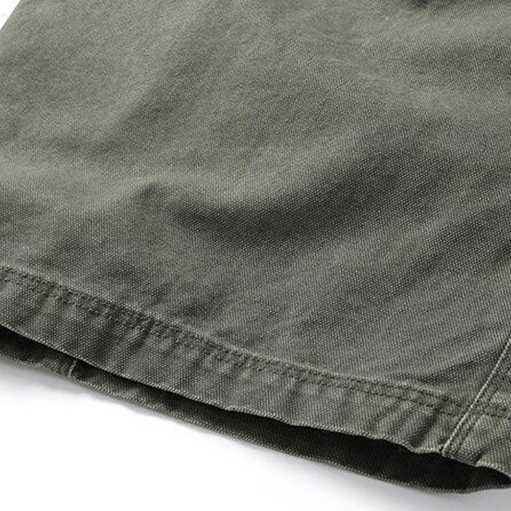 リップストップコットンキャンバス　不規則ポケット付きカーゴパンツ