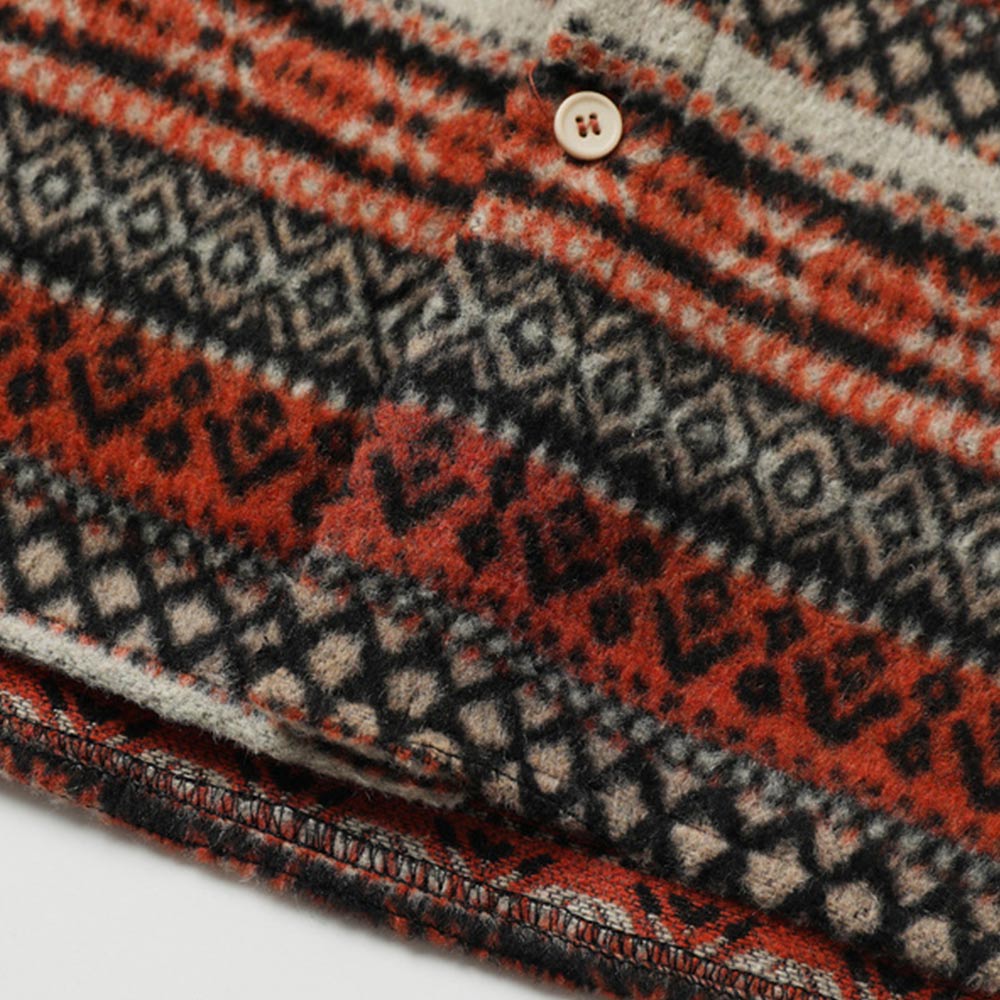 ナバホ柄ジャカード裏起毛長袖ラシャシャツ