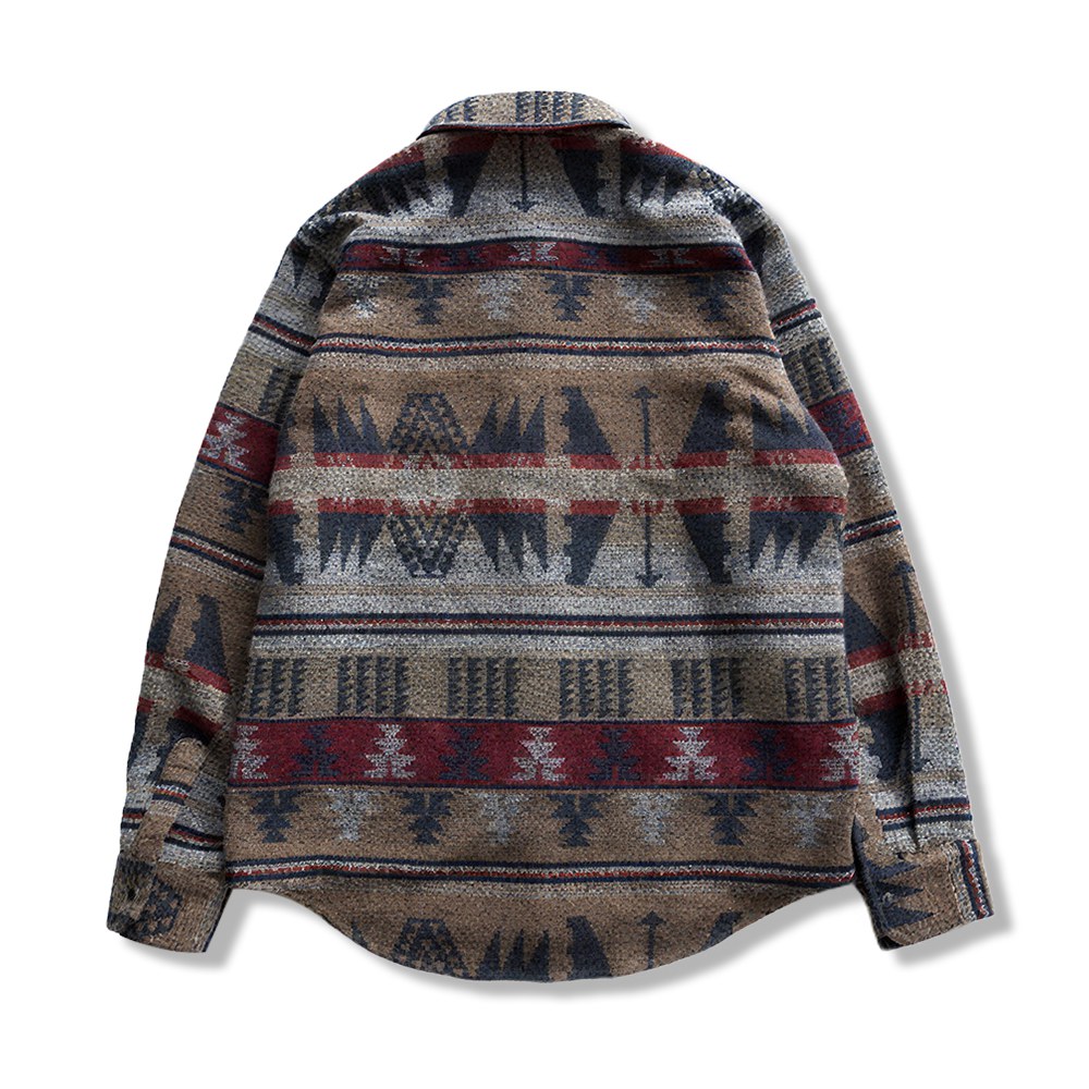 ウール混紡ナバホ柄先染めジャカード長袖シャツ