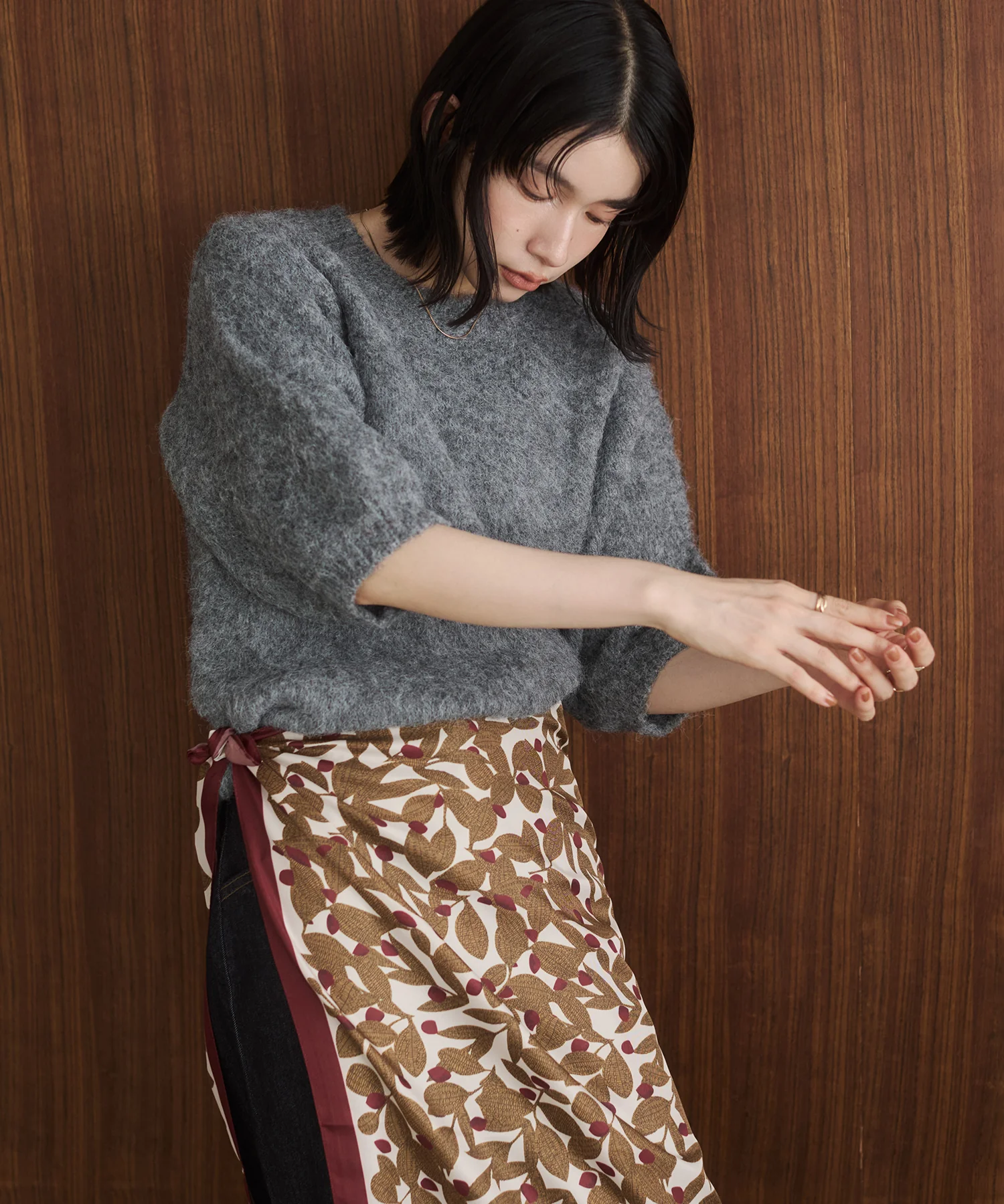 モヘアタッチ 半袖ニット