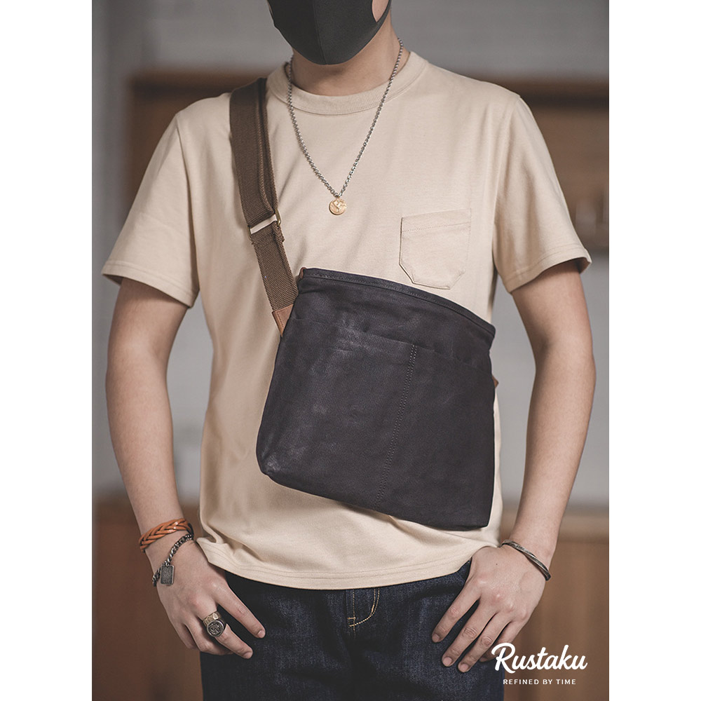 ろうけつ染めキャンバス　撥水加工 ショルダーバッグ