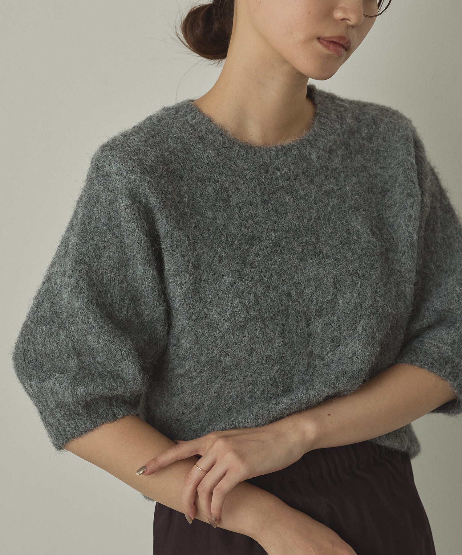 モヘアタッチ 半袖ニット