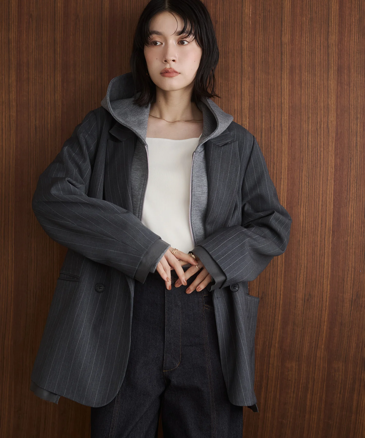 ストライプ ダブルジャケット