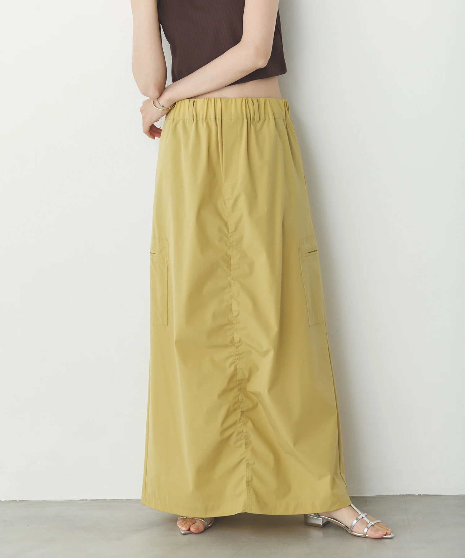 【接触冷感】シャーリング カーゴスカート