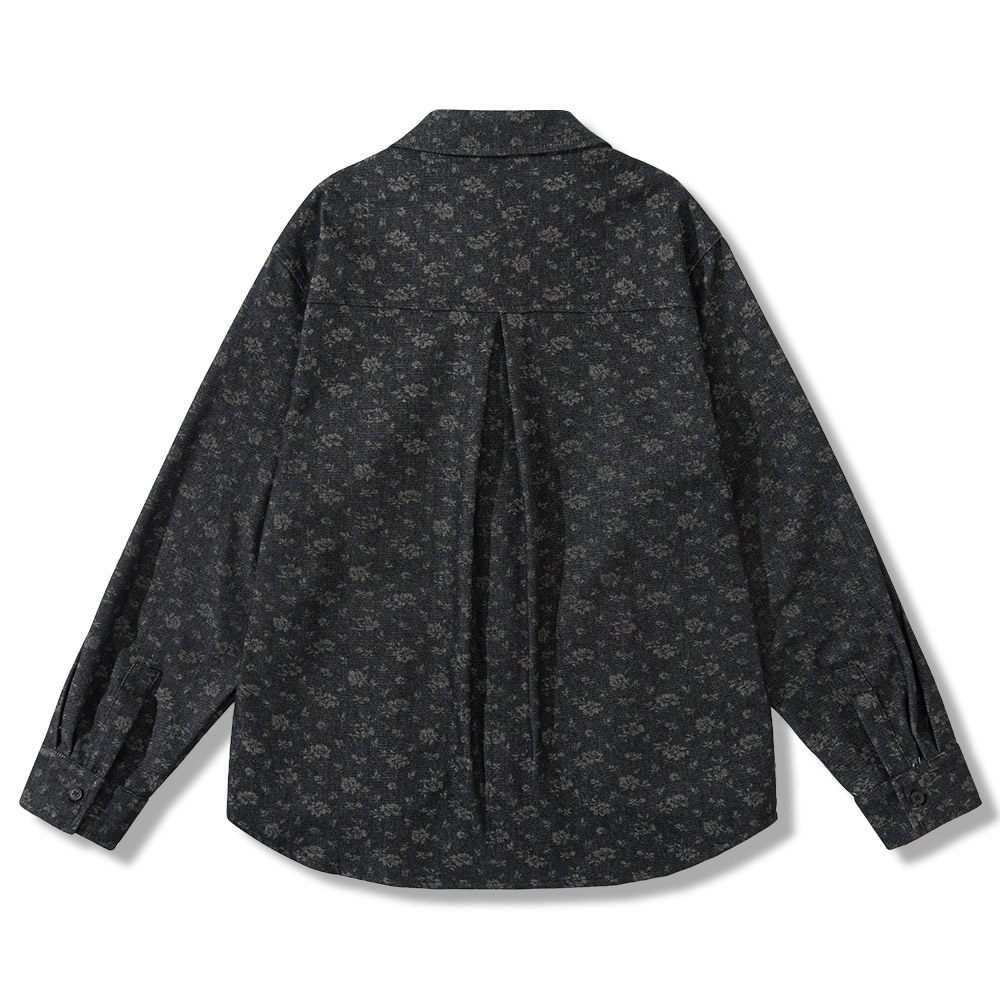 レトロ民族風　デニムワーク長袖 シャツメンズ