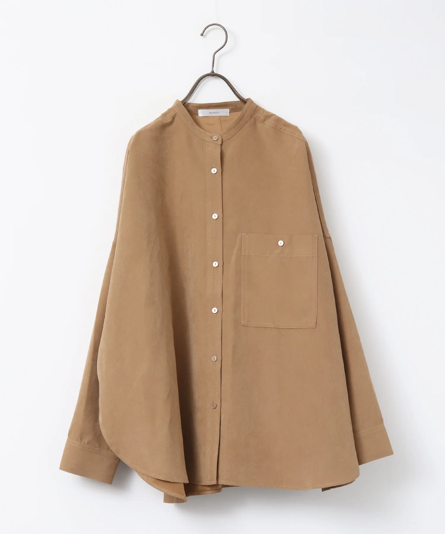 【WEB限定/別注】スウェードライク バンドカラーオーバーサイズシャツ