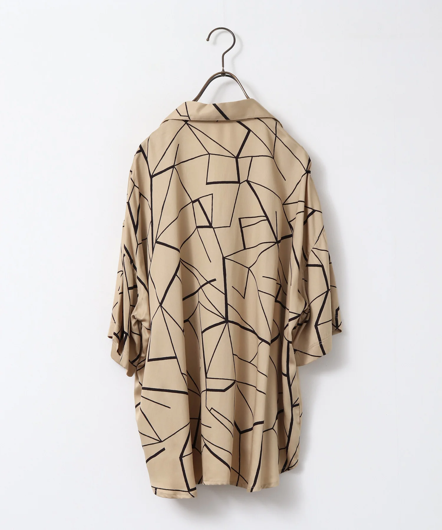 ビスコースサテン プリント開襟シャツ