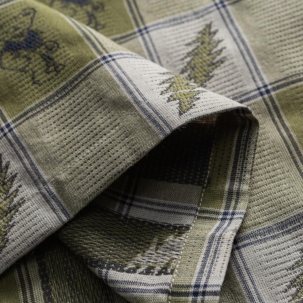 「熊×稲妻」ジャカードチェックシャツ