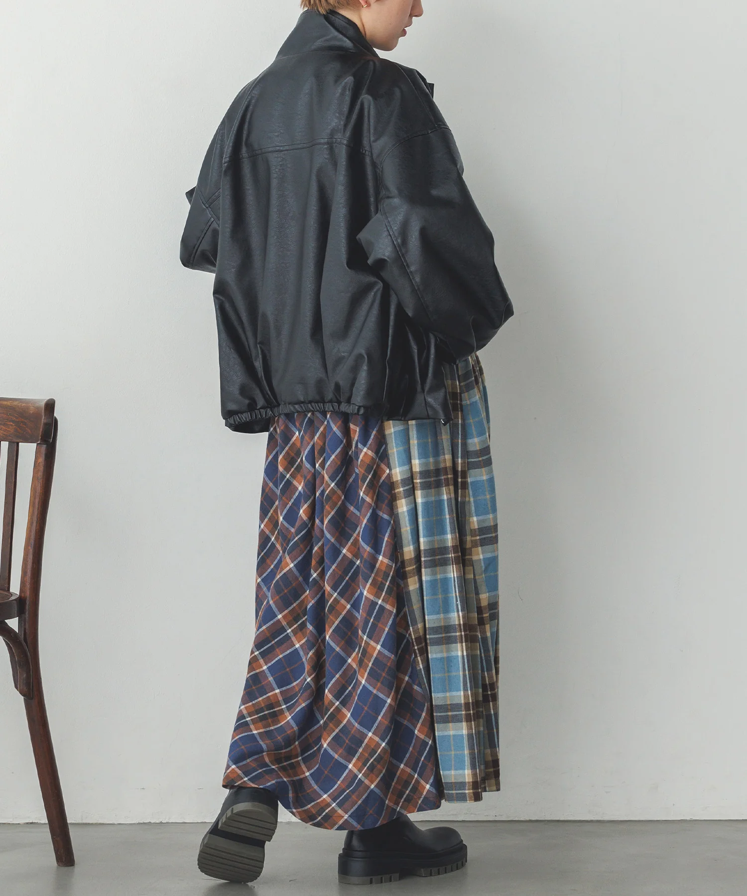 ネルチェックギャザースカート