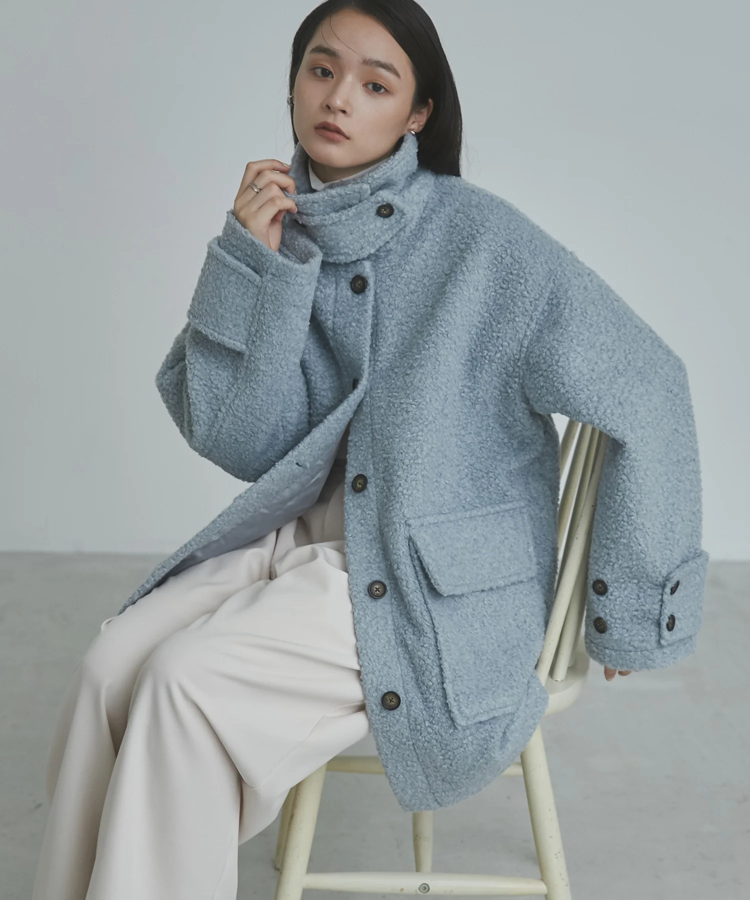 ブークレ ミドルシャツコート