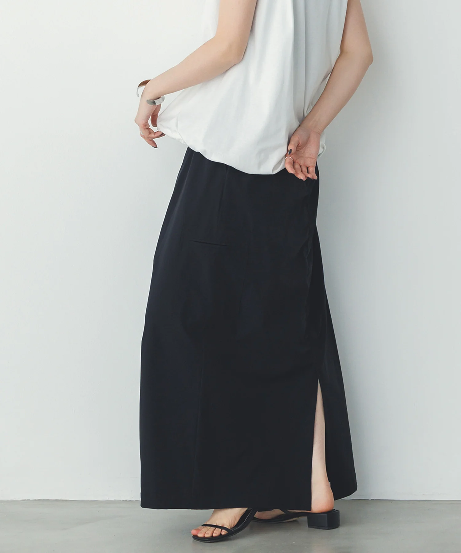 【接触冷感】シャーリング カーゴスカート