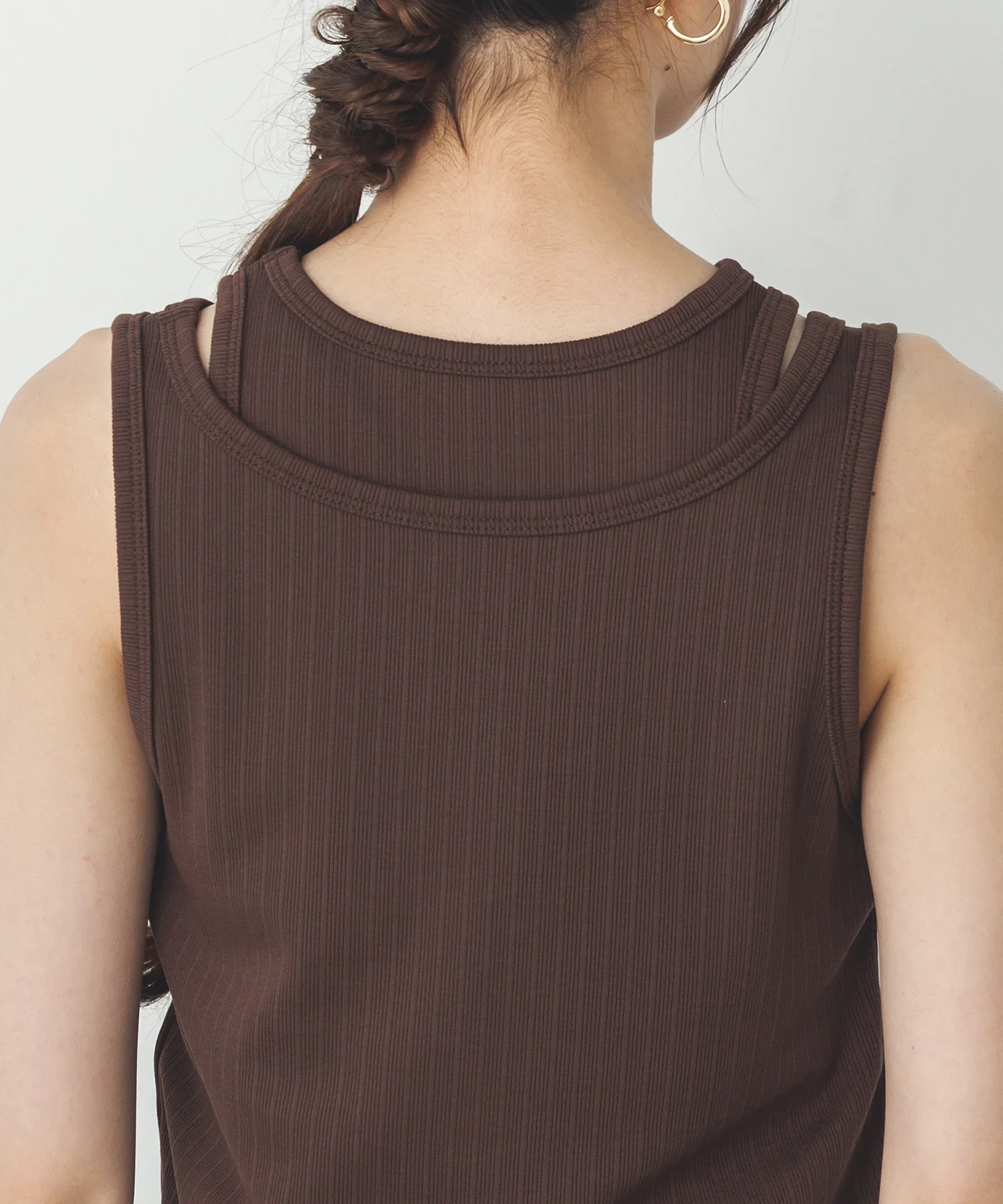 2枚重ね リブタンクトップ