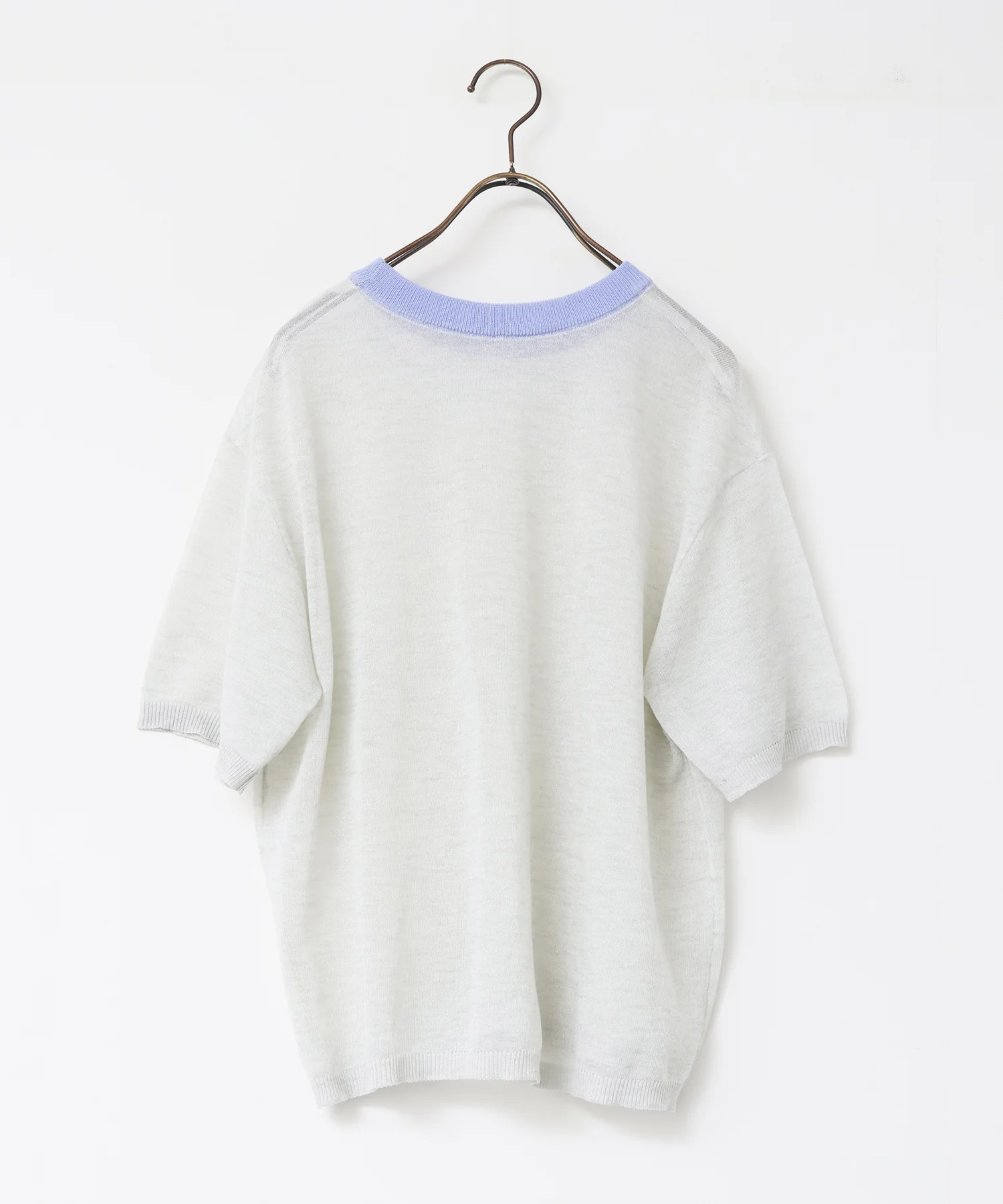 バイカラー シアー半袖ニット