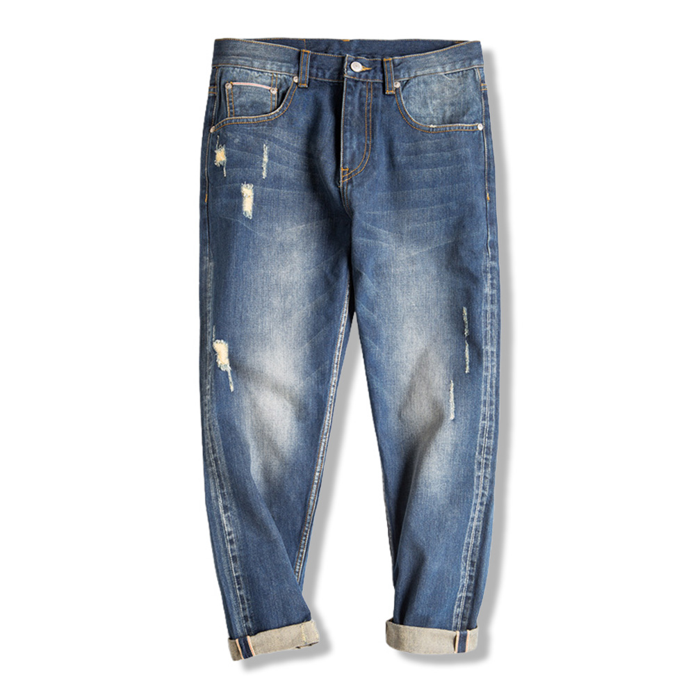 ヴィンテージ加工セルビッチデニム九分丈