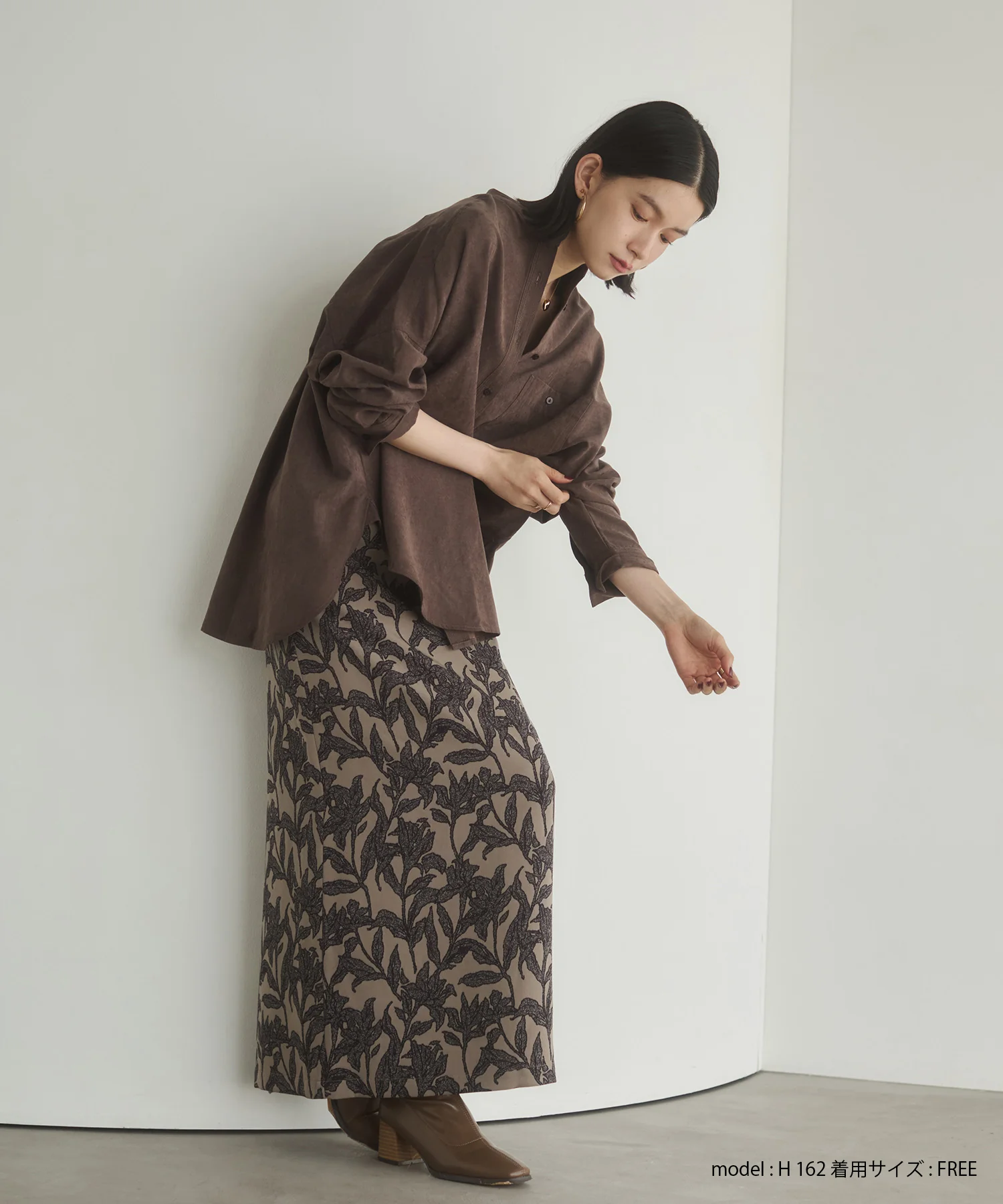 【WEB限定/別注】スウェードライク バンドカラーオーバーサイズシャツ