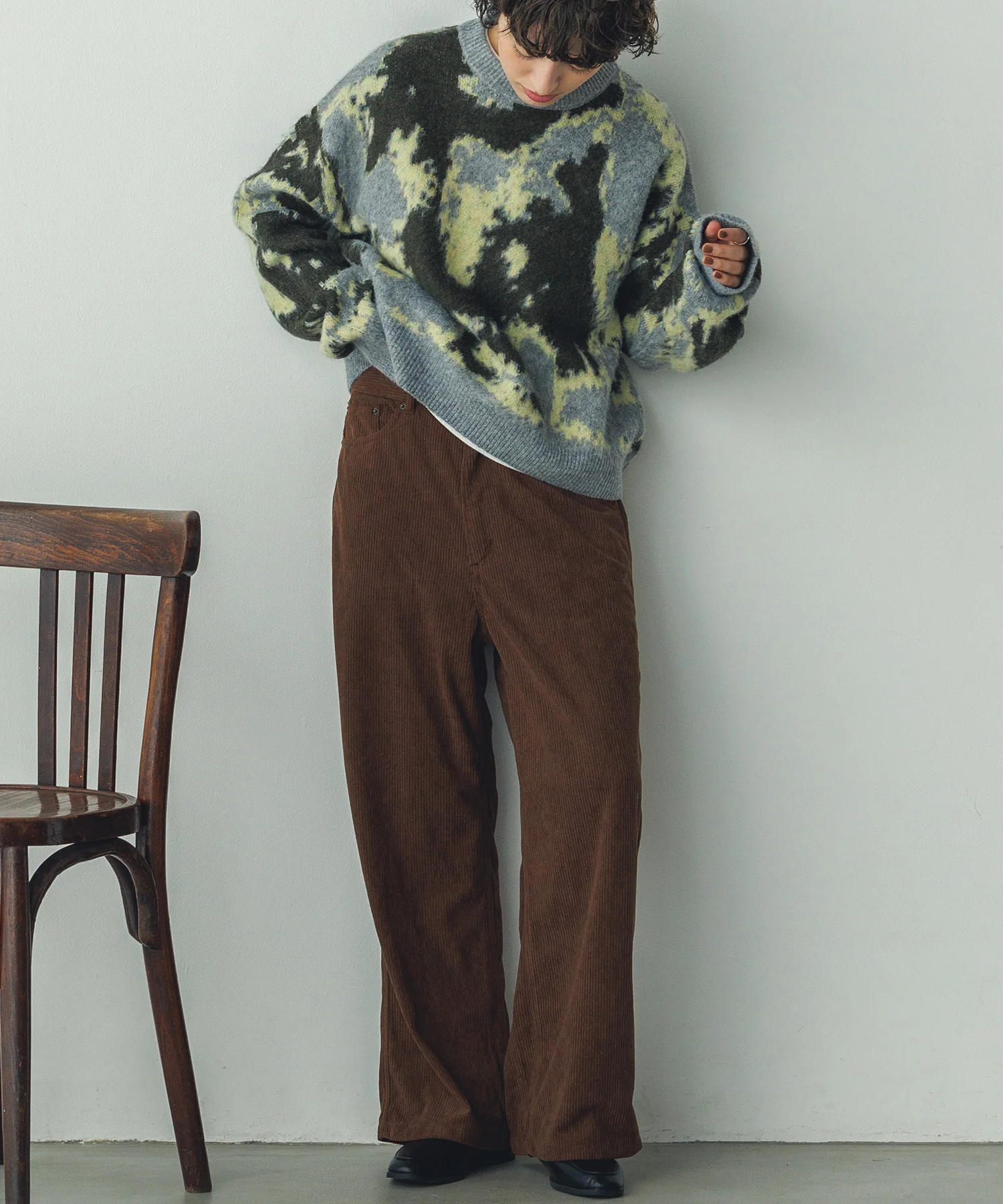 コーデュロイ ワイドストレートパンツ