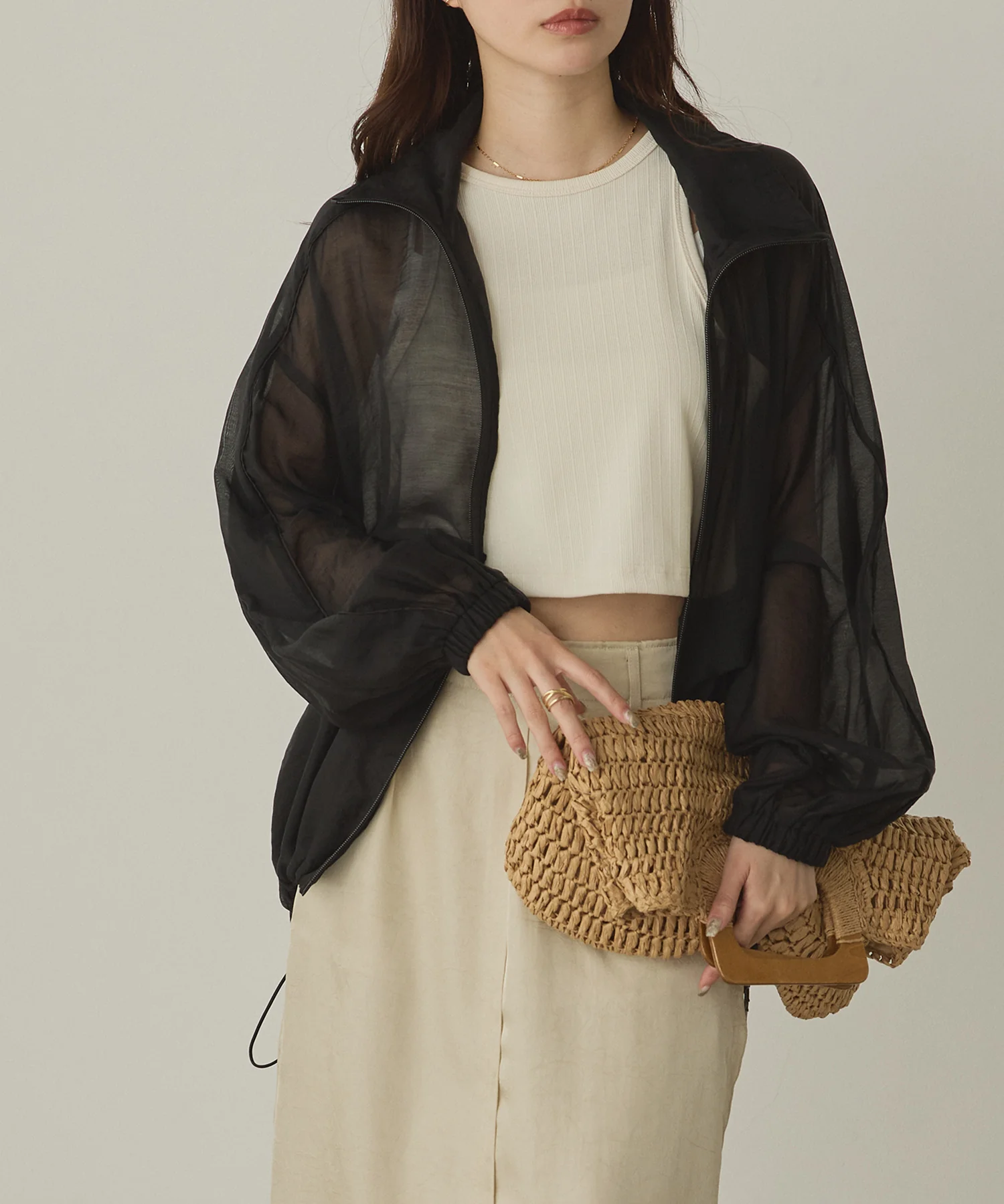 セルロース ナイロンシアー Wジップブルゾン