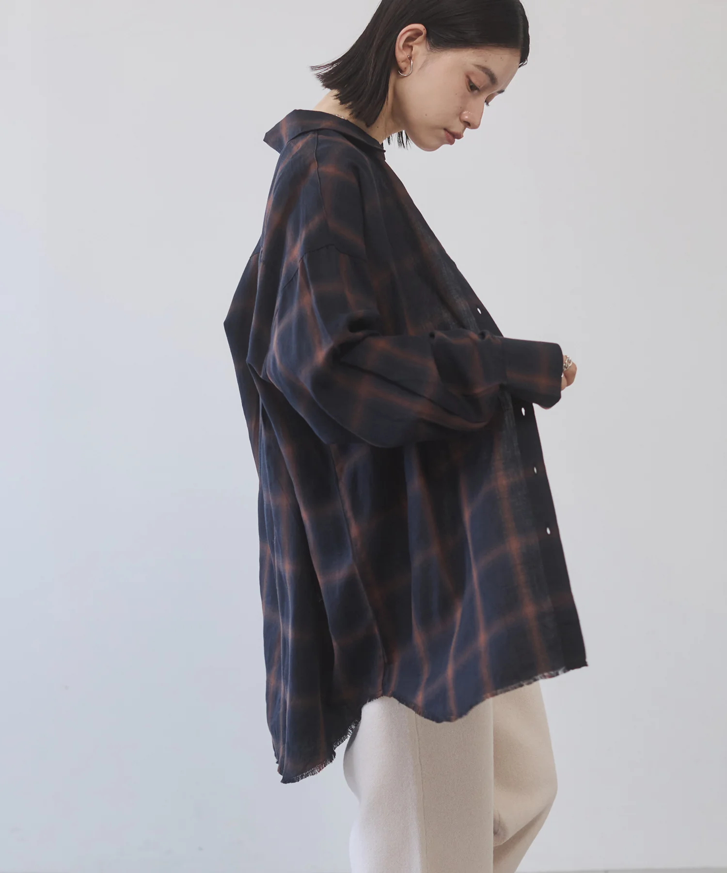 オンブレチェック オーバーシャツ