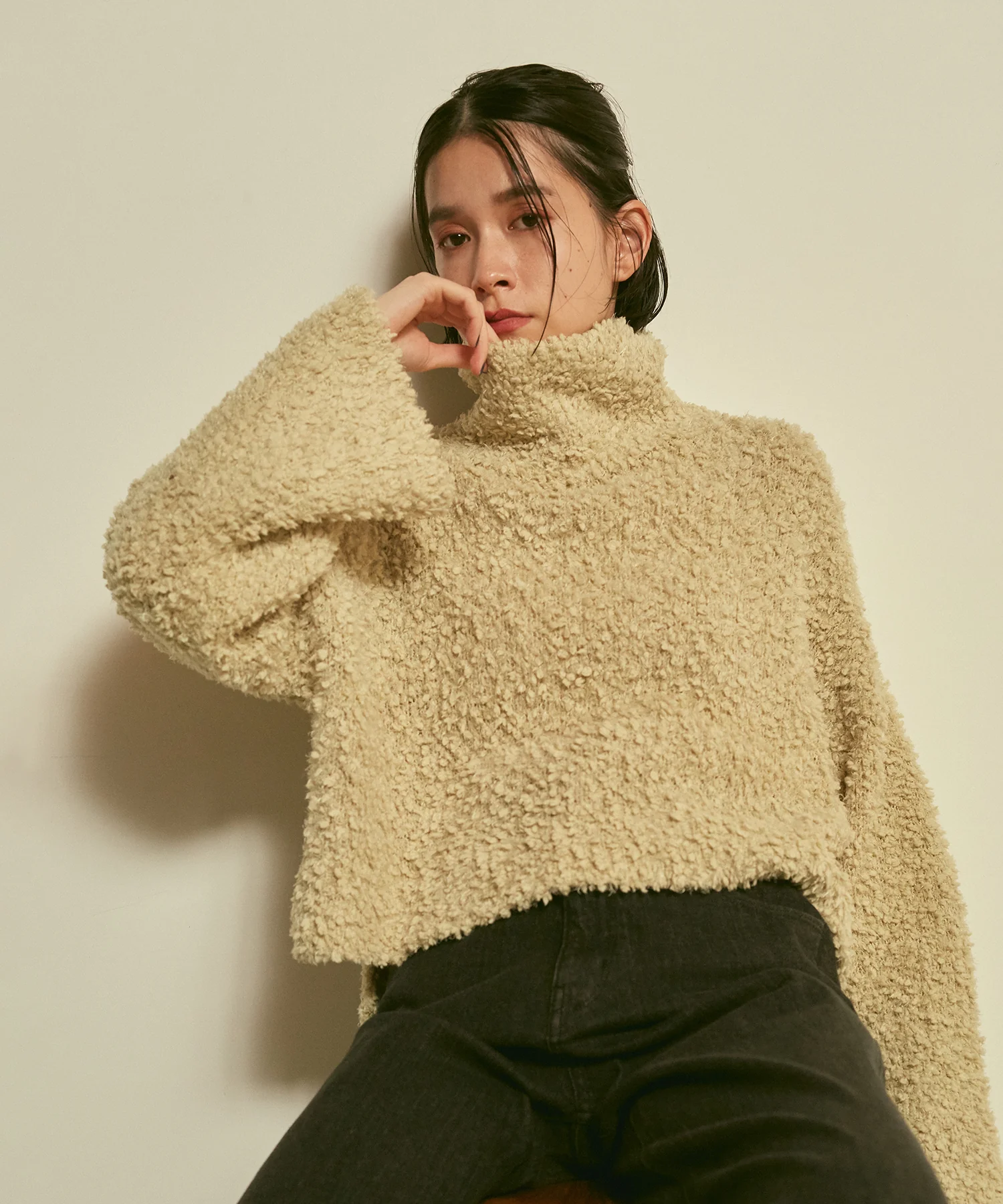 ブークレハイネックショートニット