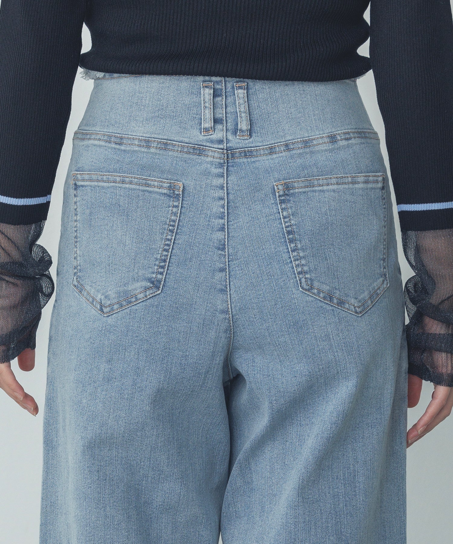 デニム/ツイル ハイウエストワイドパンツ