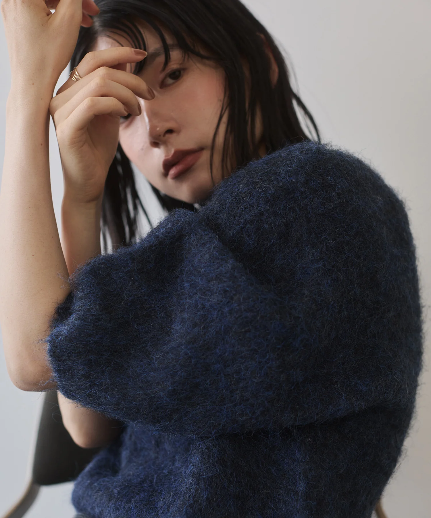 モヘアタッチ 半袖ニット