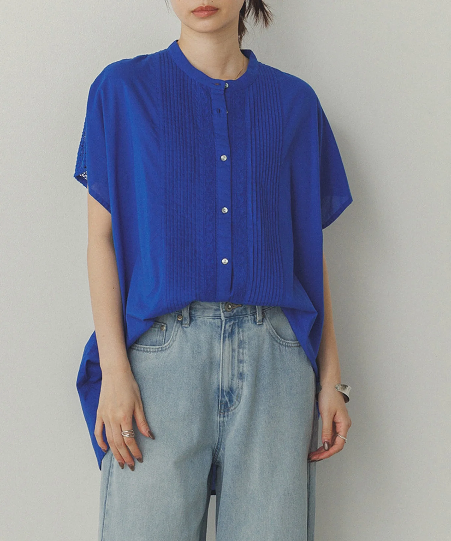 ピンタック レースシャツ