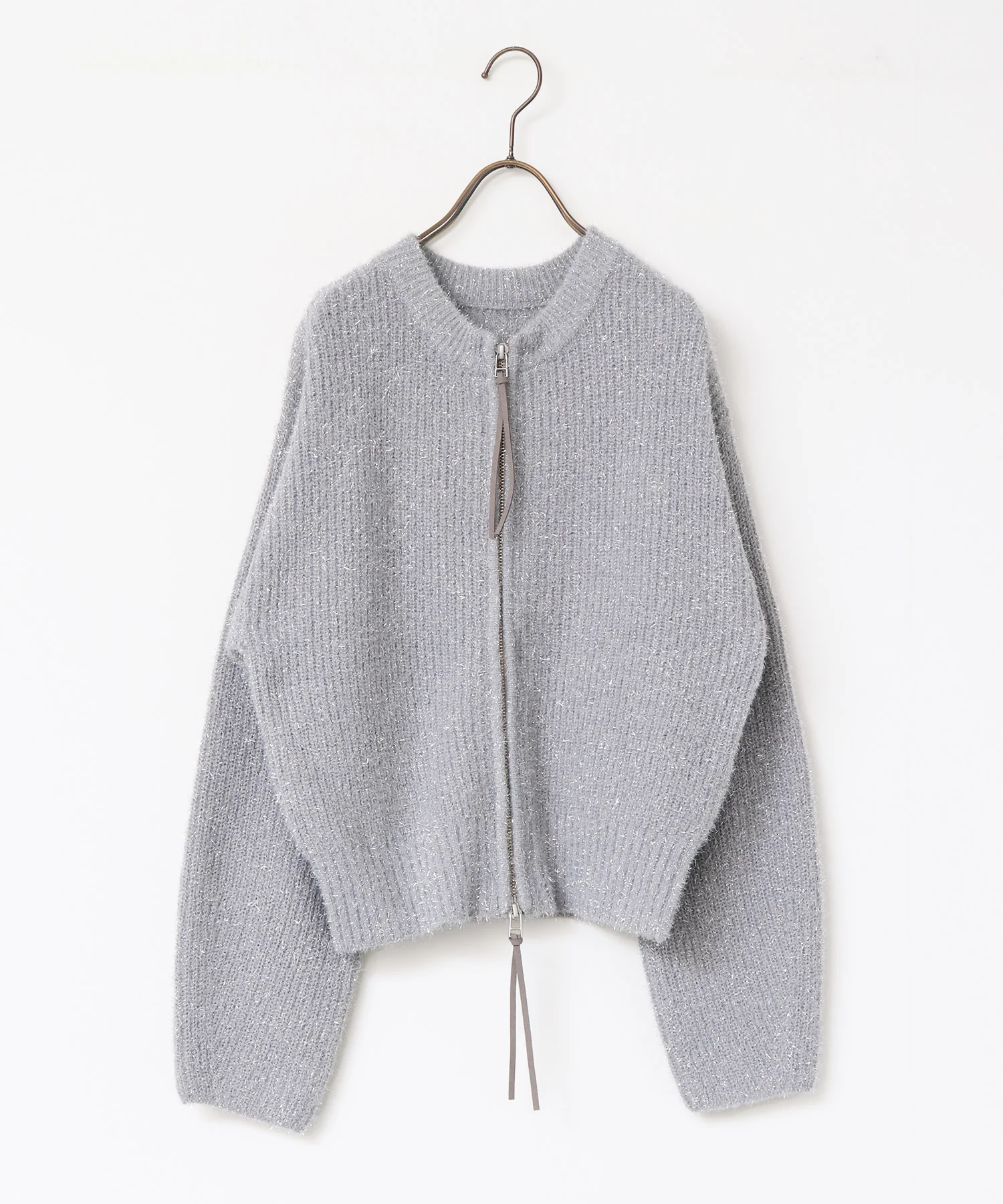 ラメフェザーニット Wジップブルゾン