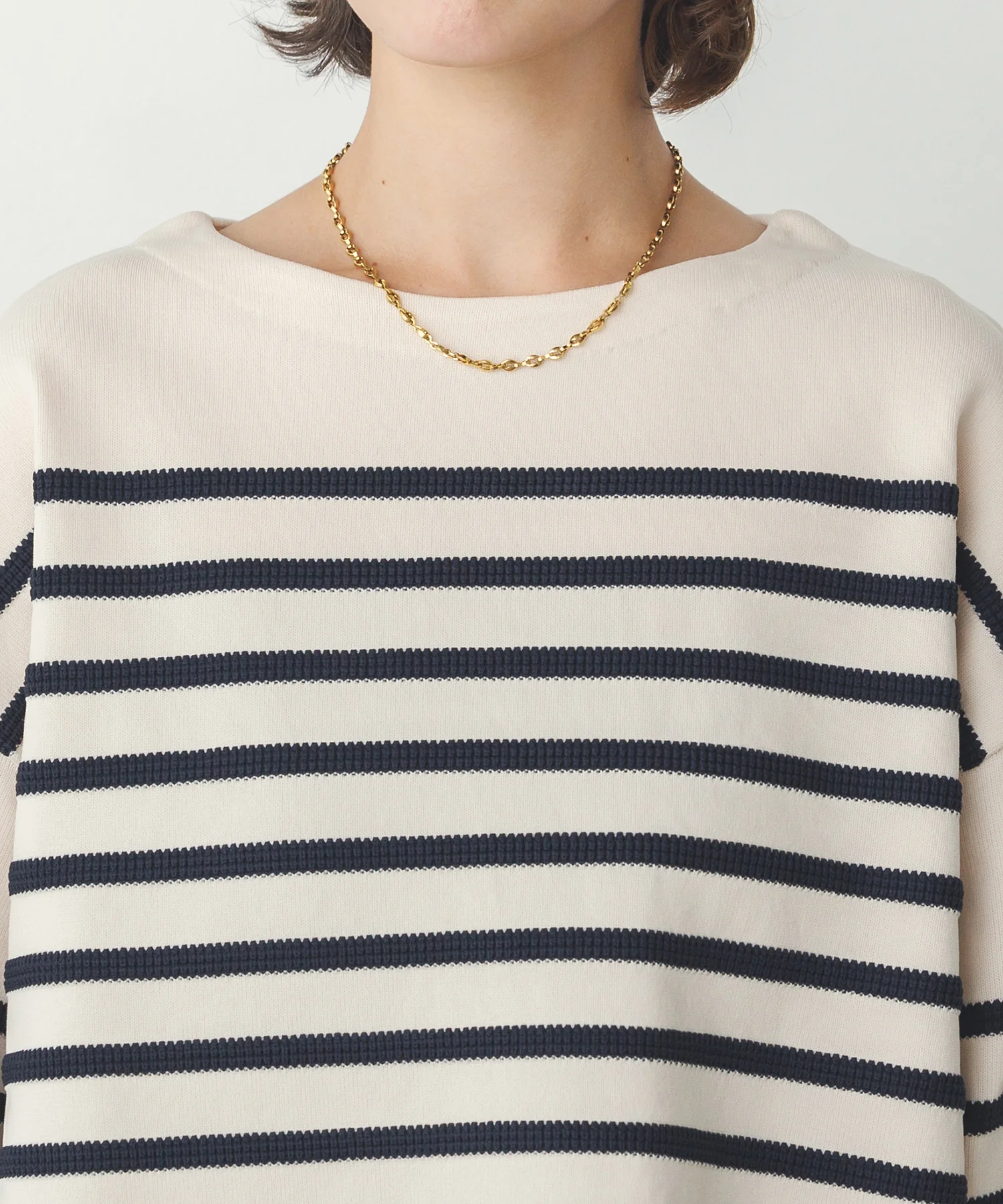 スポンディッシュ 柄編みボーダーニット