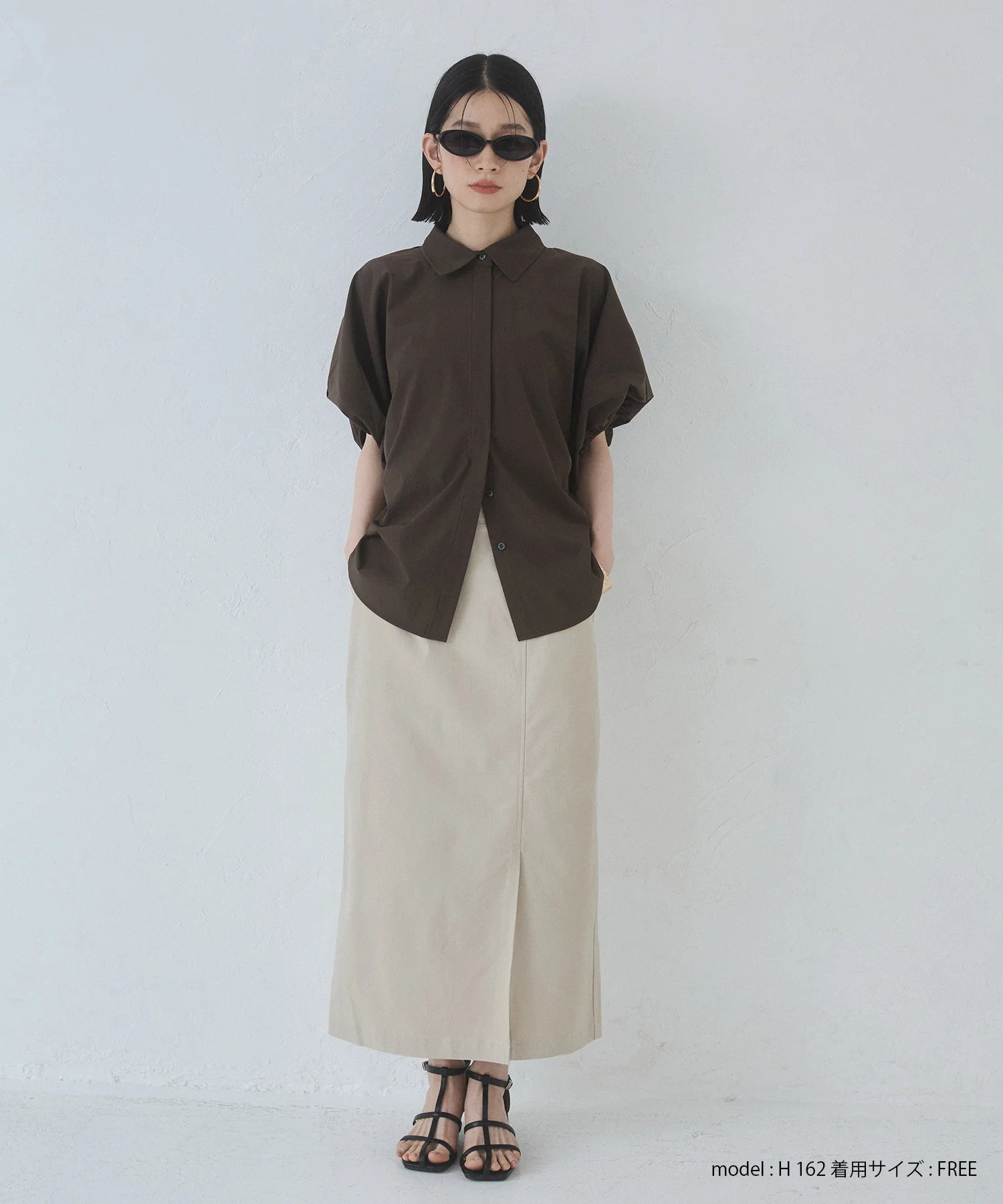 【接触冷感】 パフスリーブシャツ