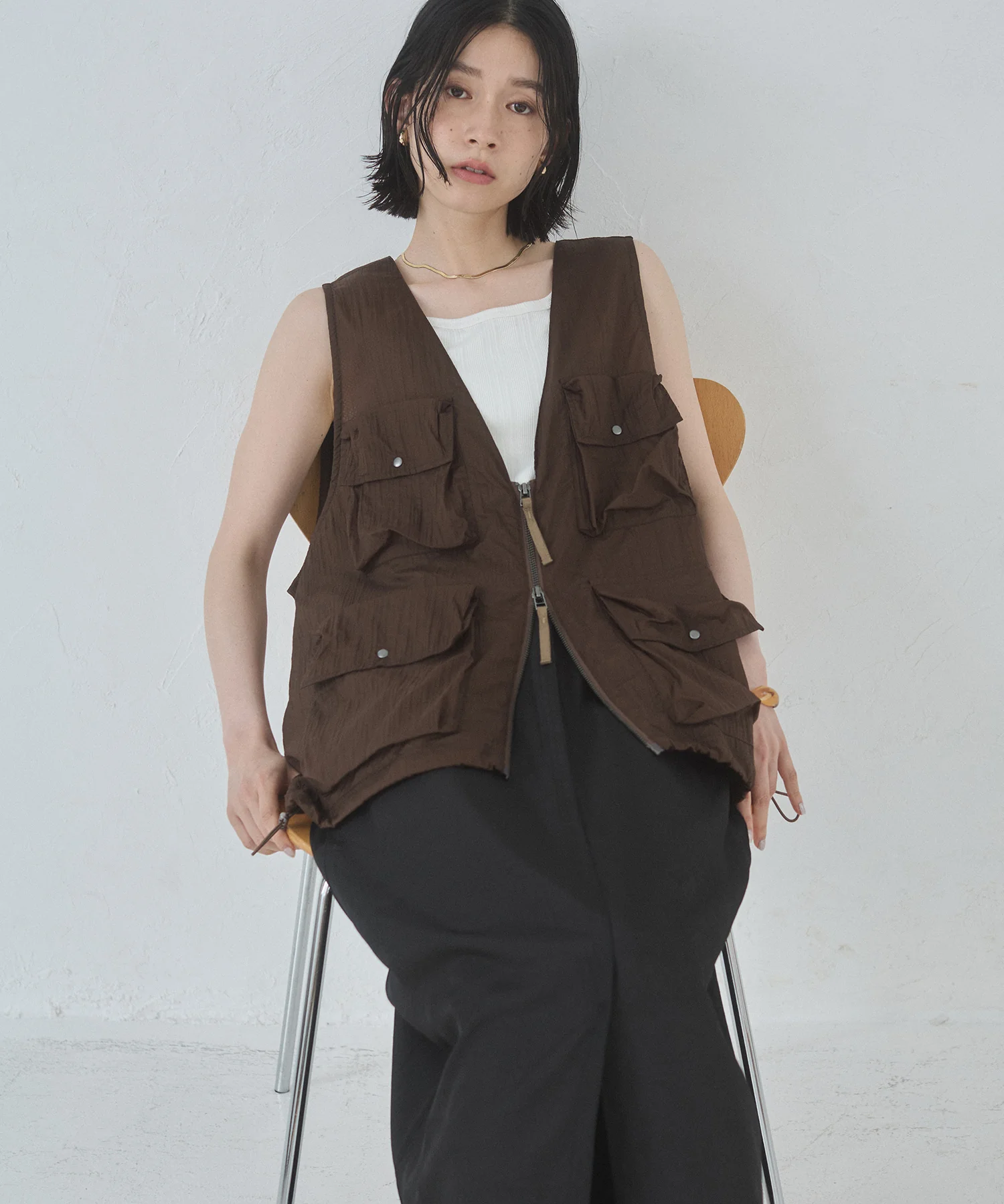 サテン セミフレアスカート